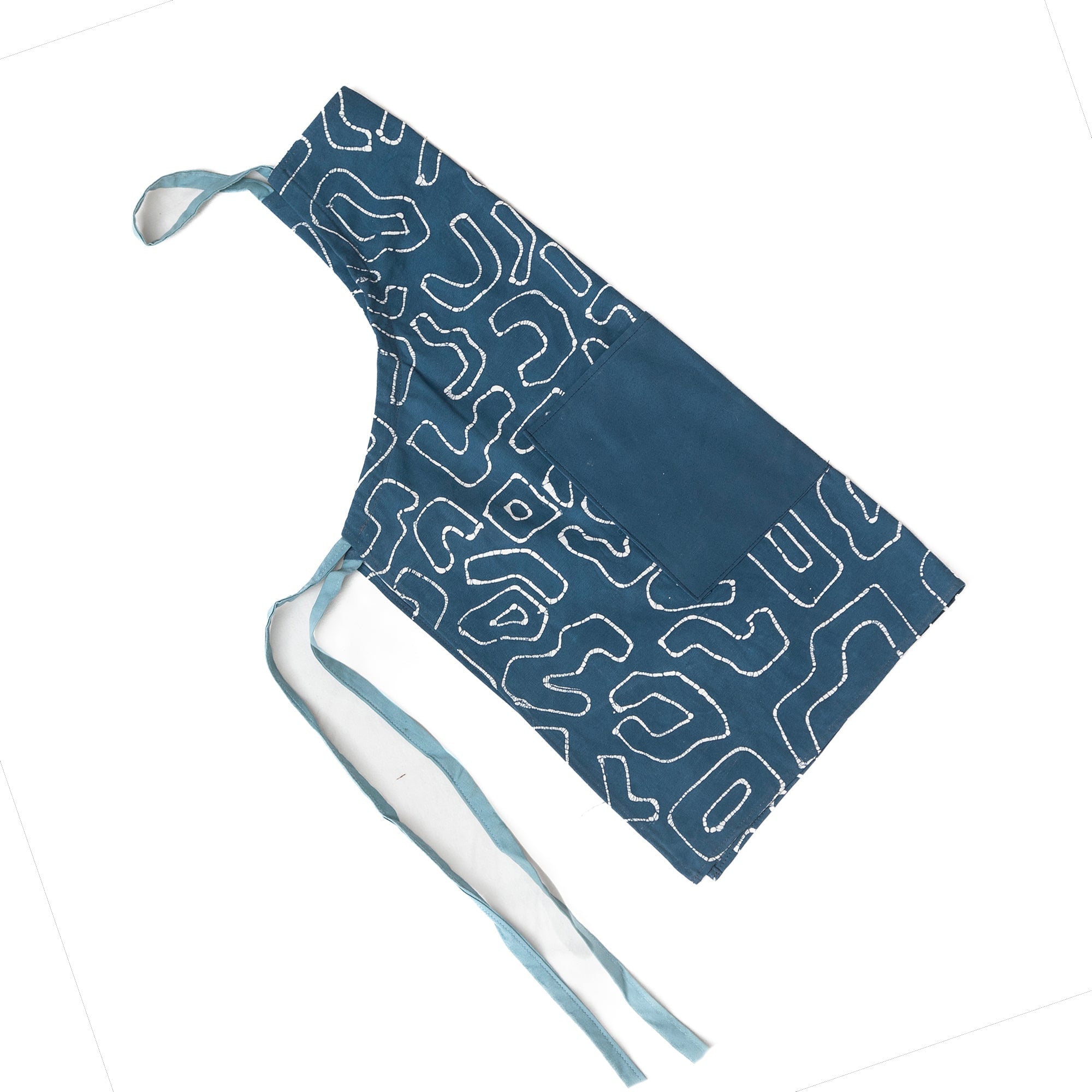 African made indigo apron, perfect for eco-conscious yet still elegant homes.