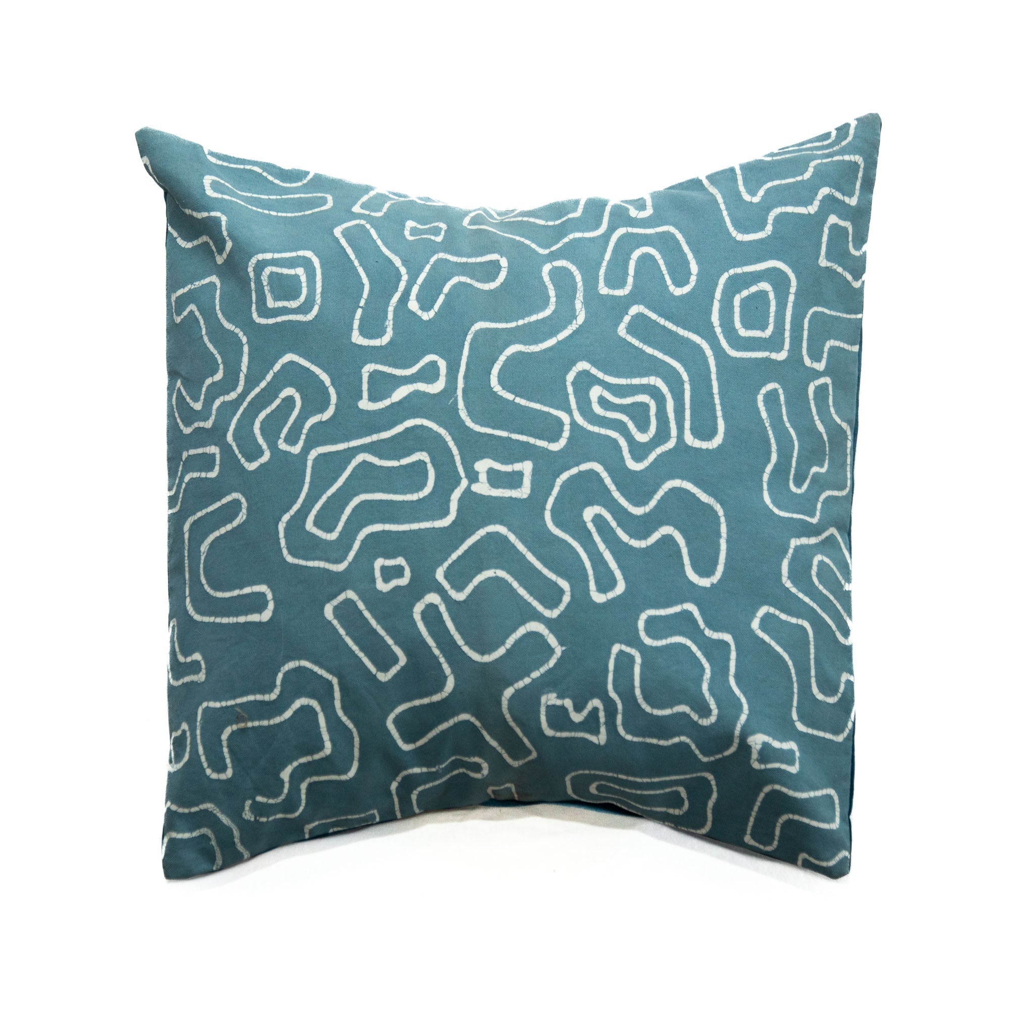 The perfect teal cushion cover adorned with intricate detailed African patterns and made from 100% cotton.