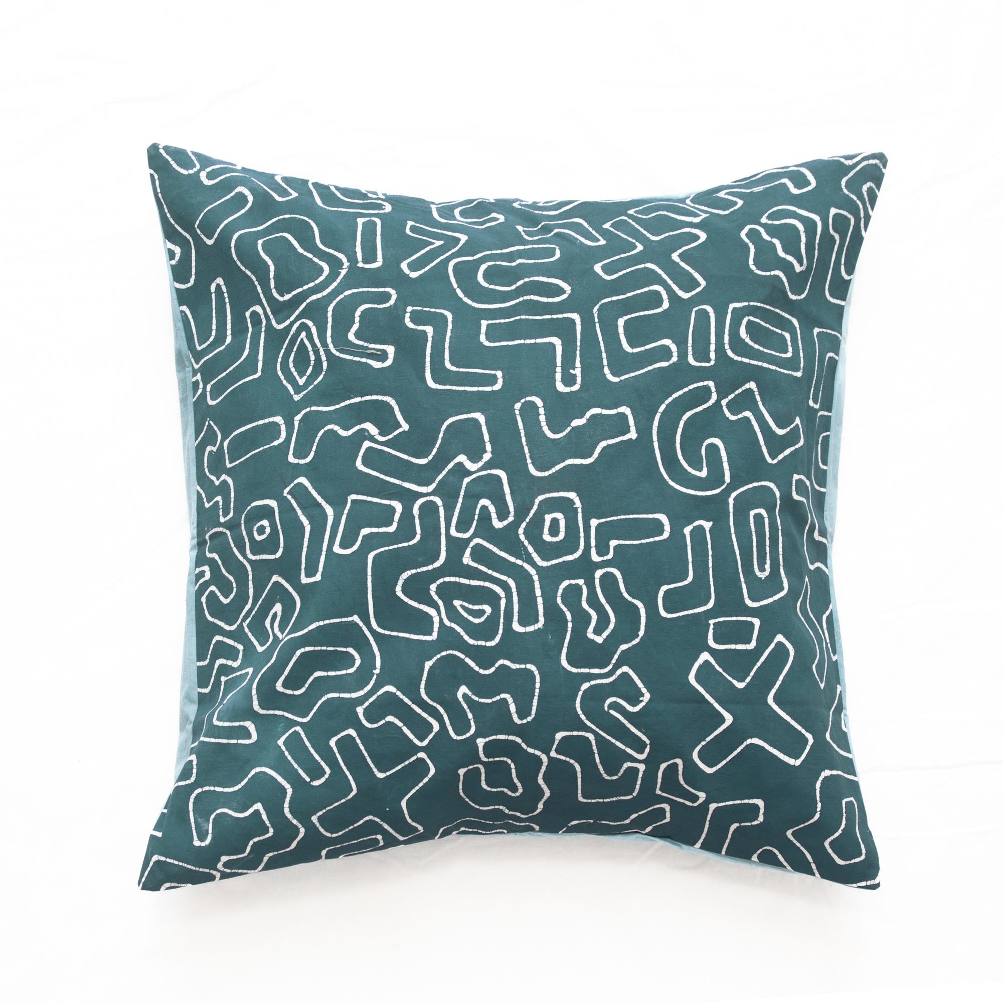 African made teal cushion covers made using a traditional Batik technique to bring stylish sustainability into your home.