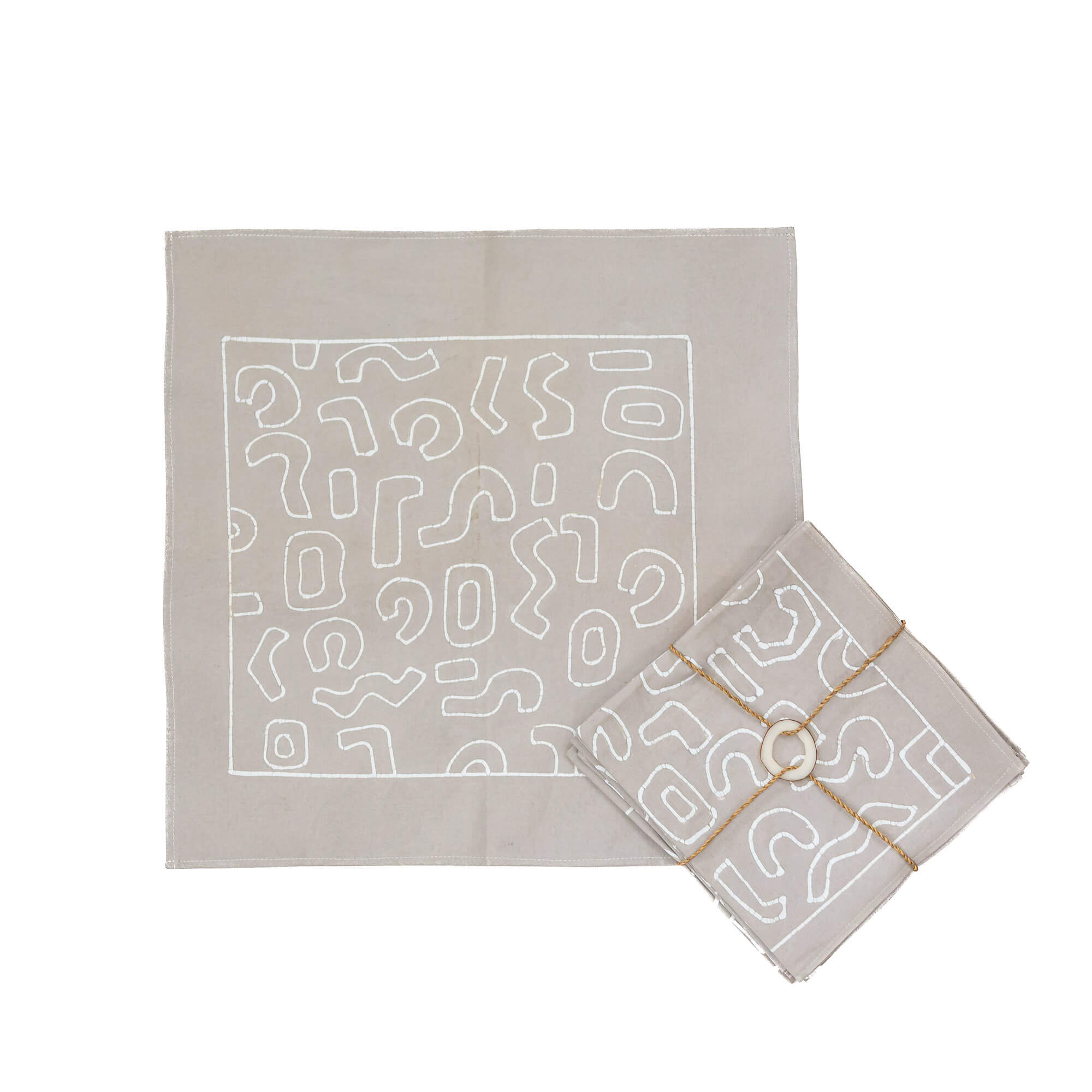 The perfect sustainable gift, with our light taupe napkins adorned with a funky squiggle pattern.