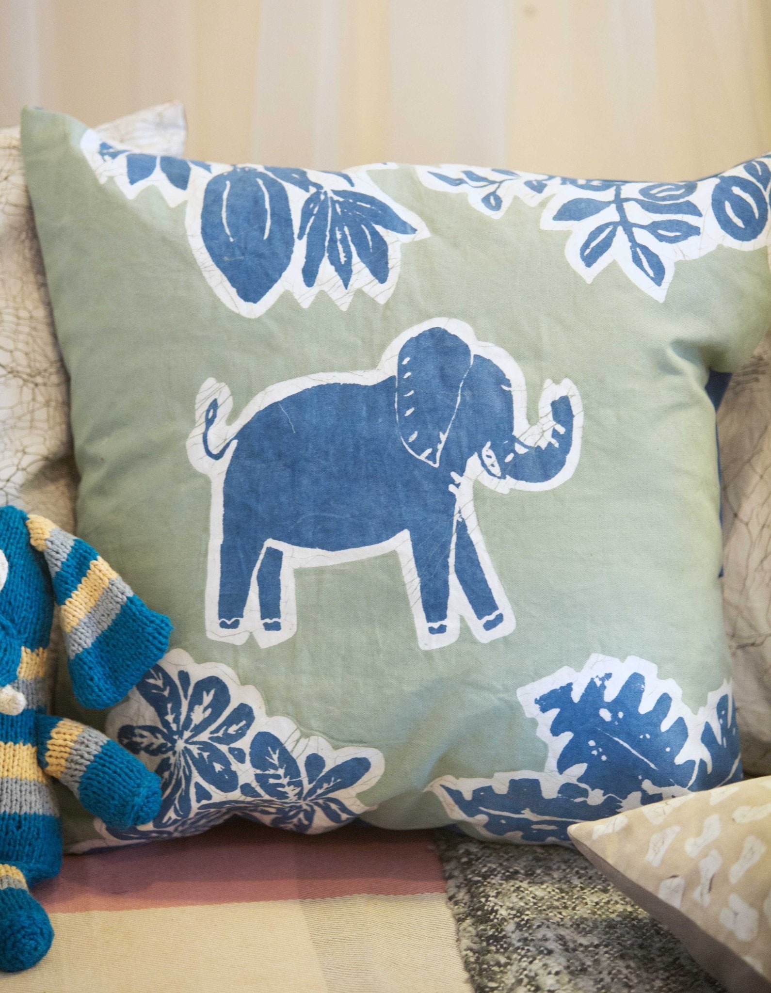 Little Luangwa Elephant Cushion Cover - Handmade by TRIBAL TEXTILES - Handcrafted Home Decor Interiors - African Made