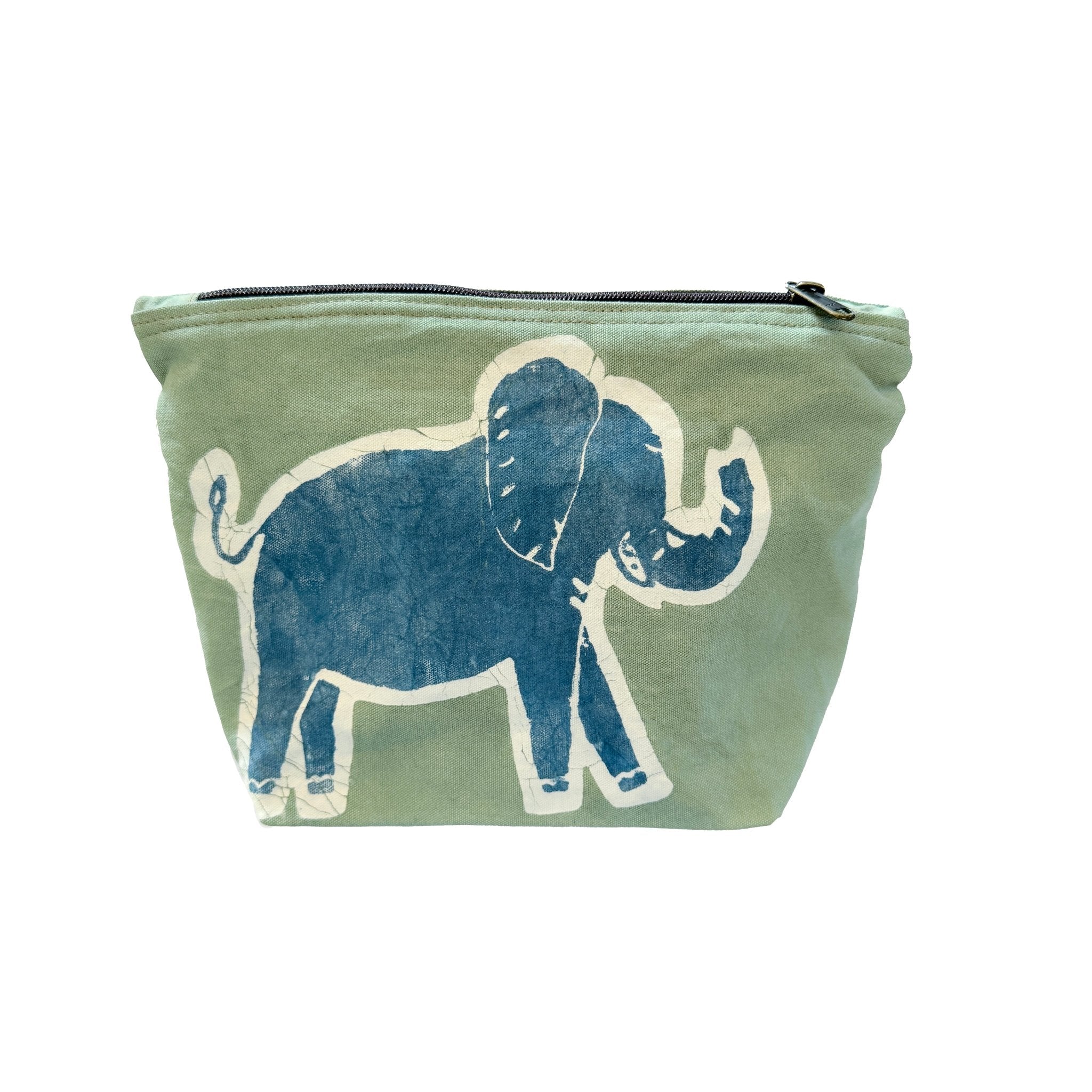 Little Luangwa Elephant Wash Bag - Hand Painted by TRIBAL TEXTILES - Handcrafted Home Decor Interiors - African Made