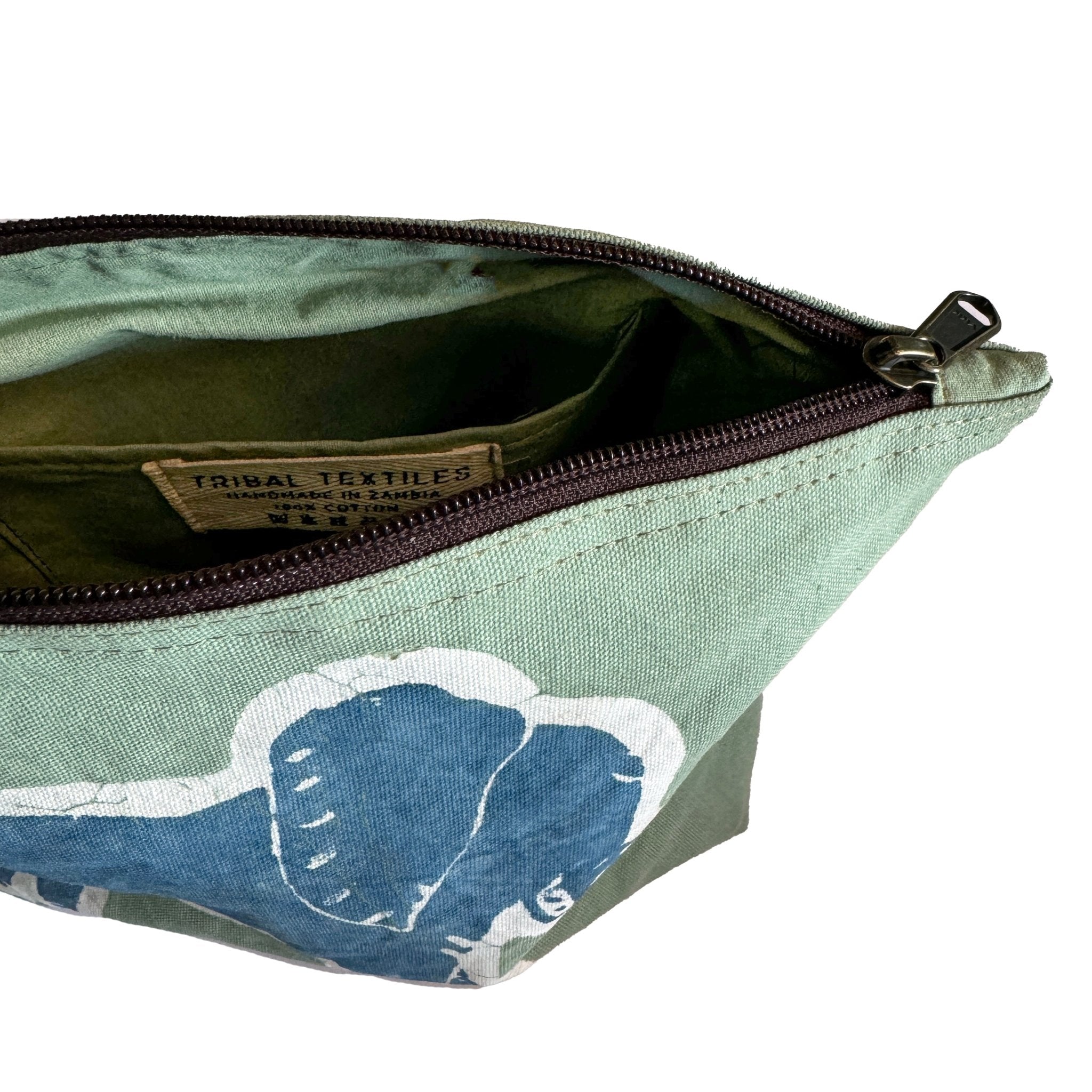 Little Luangwa Elephant Wash Bag - Hand Painted by TRIBAL TEXTILES - Handcrafted Home Decor Interiors - African Made