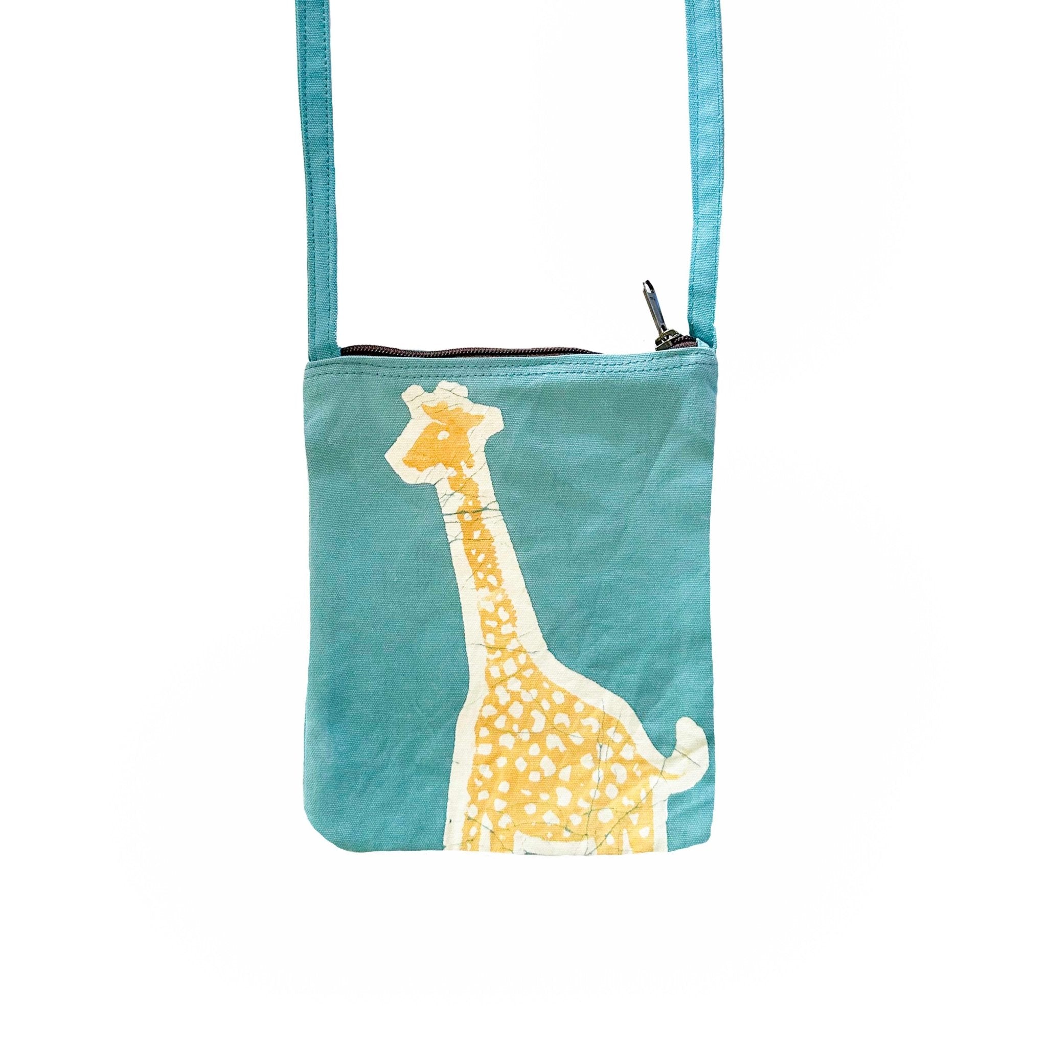 Little Luangwa Giraffe Passport Bag - Hand Painted by TRIBAL TEXTILES - Handcrafted Home Decor Interiors - African Made