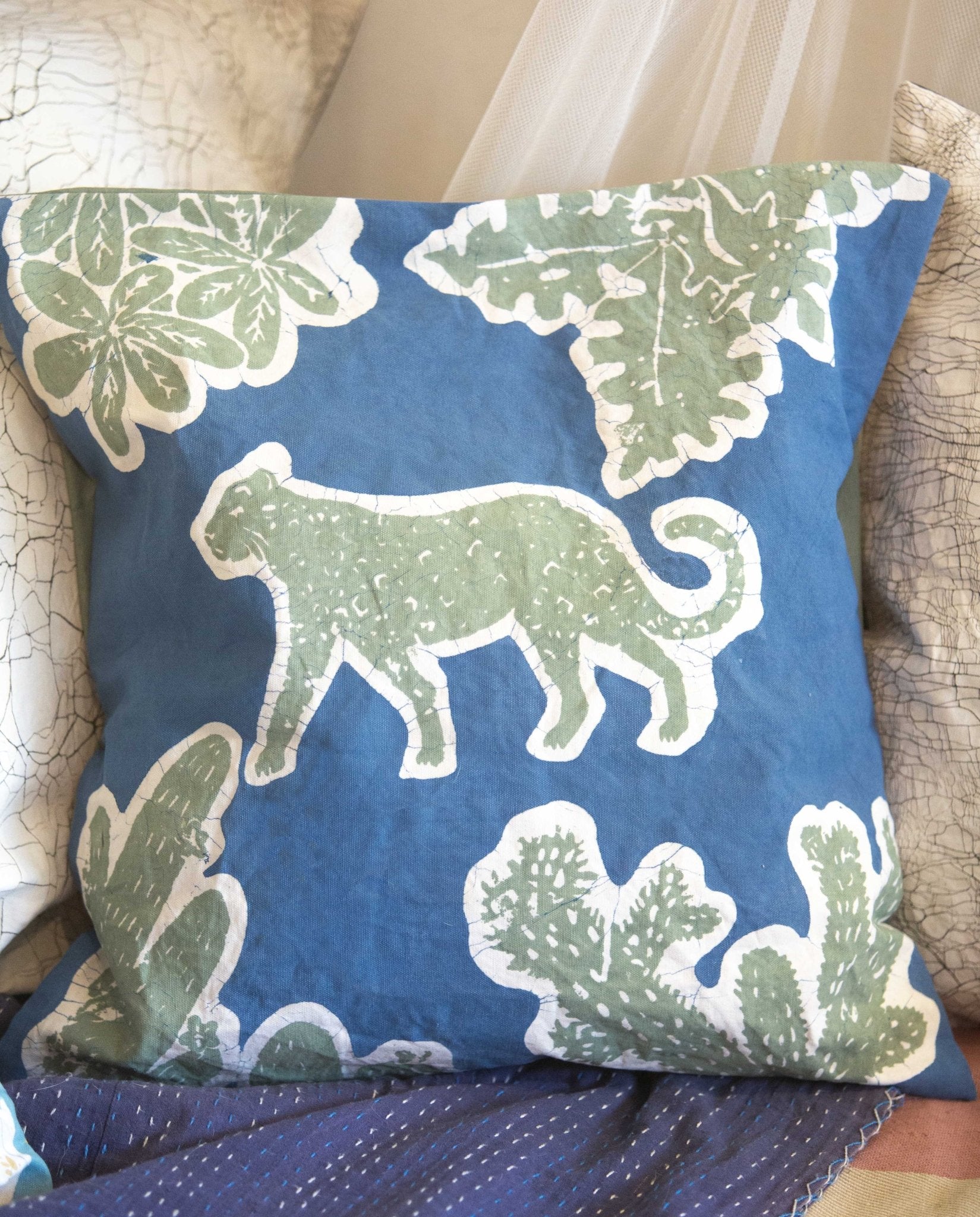Little Luangwa Leopard Cushion Cover - Handmade by TRIBAL TEXTILES - Handcrafted Home Decor Interiors - African Made