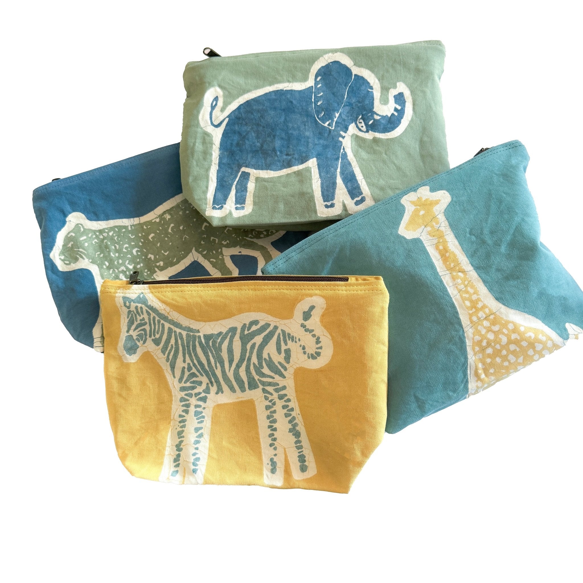 Little Luangwa Leopard Wash Bag - Hand Painted by TRIBAL TEXTILES - Handcrafted Home Decor Interiors - African Made