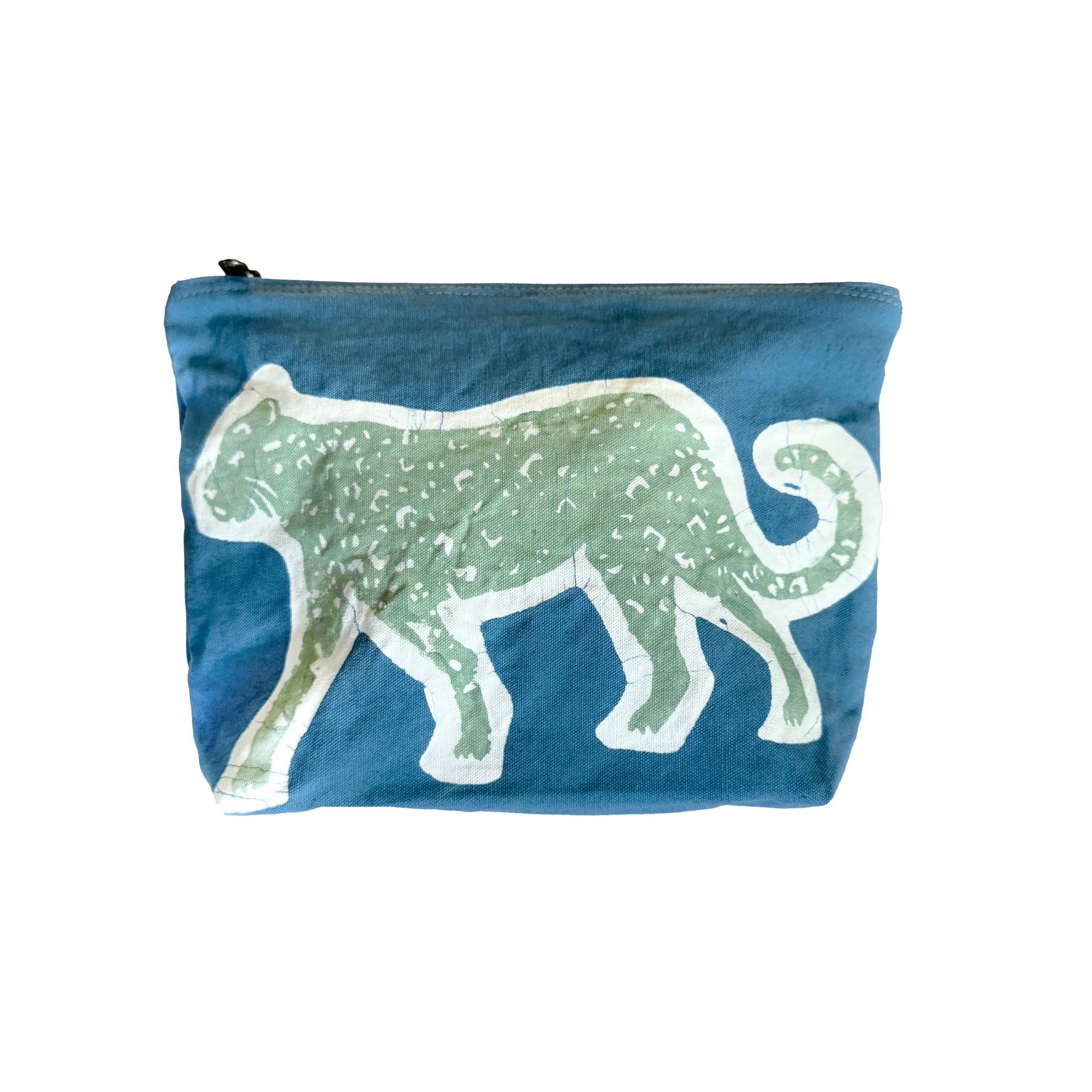 Little Luangwa Leopard Wash Bag - Hand Painted by TRIBAL TEXTILES - Handcrafted Home Decor Interiors - African Made