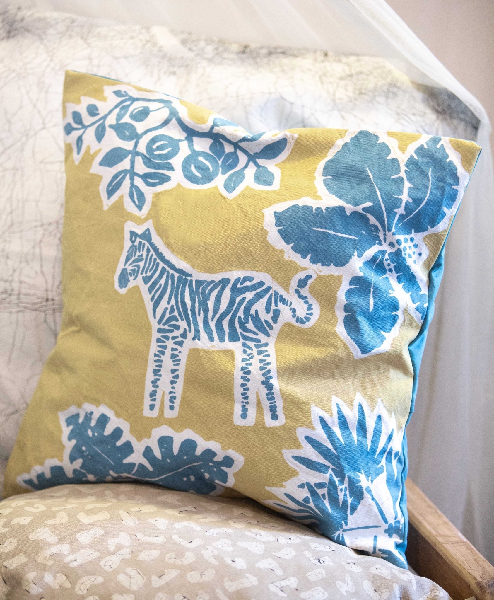 Little Luangwa Zebra Cushion Cover - Handmade by TRIBAL TEXTILES - Handcrafted Home Decor Interiors - African Made