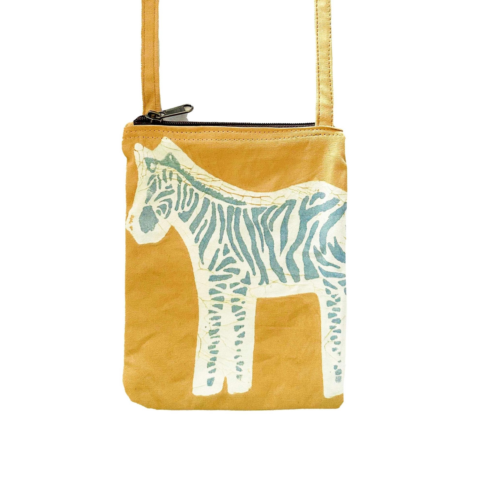 Little Luangwa Zebra Passport Bag - Hand Painted by TRIBAL TEXTILES - Handcrafted Home Decor Interiors - African Made