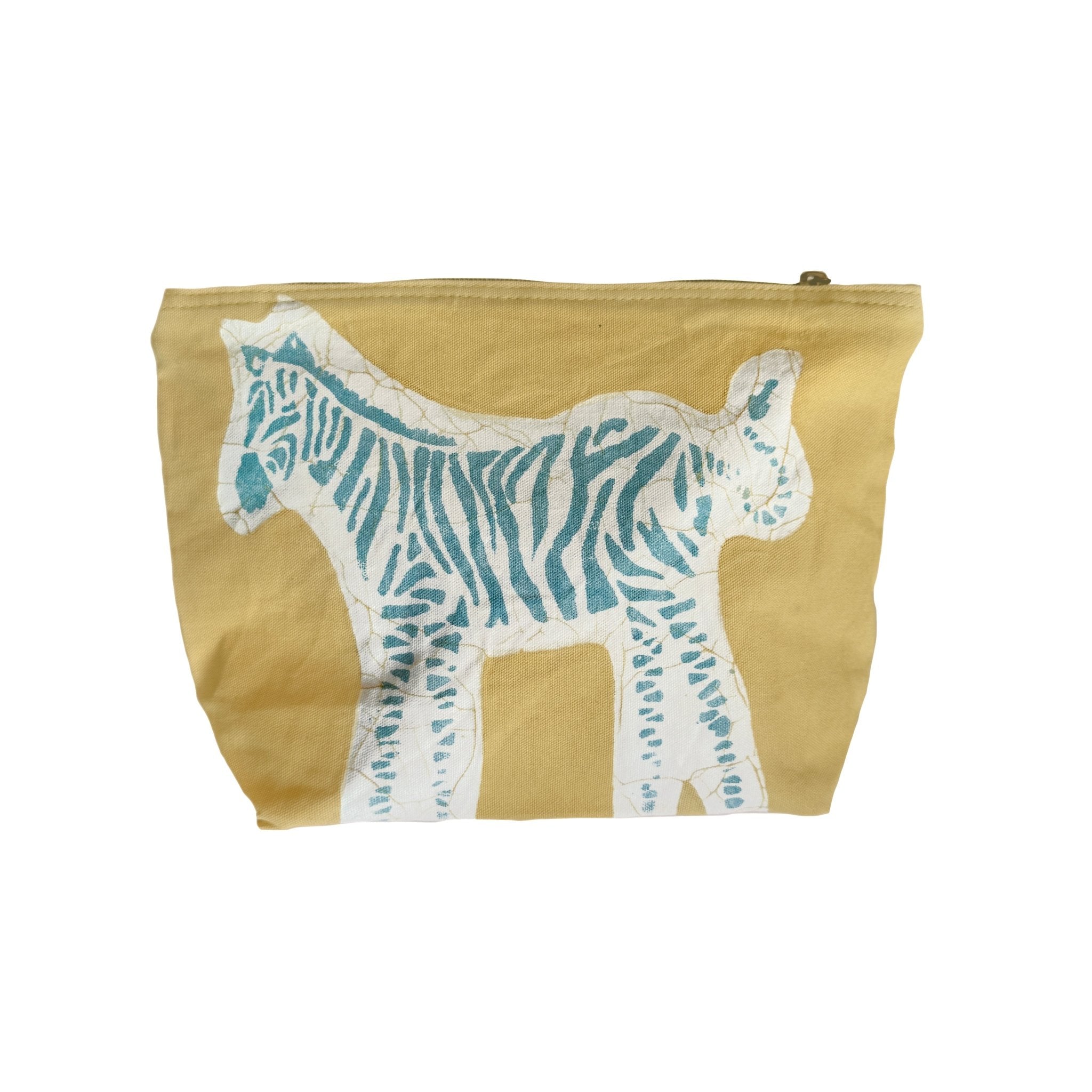 Little Luangwa Zebra Wash Bag - Hand Painted by TRIBAL TEXTILES - Handcrafted Home Decor Interiors - African Made