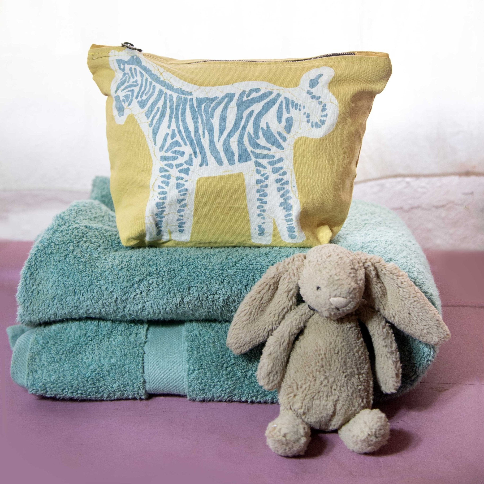 Little Luangwa Zebra Wash Bag - Hand Painted by TRIBAL TEXTILES - Handcrafted Home Decor Interiors - African Made