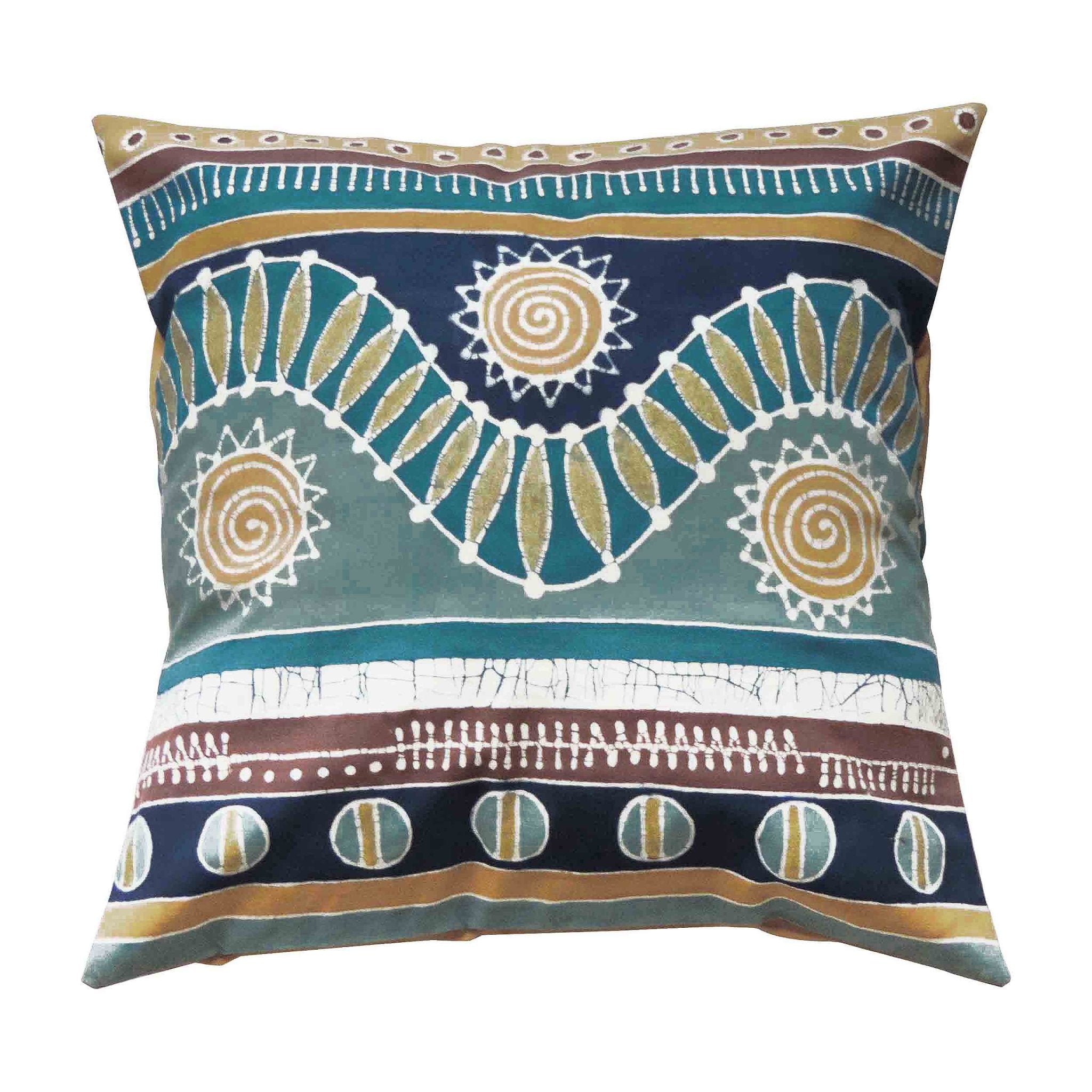 Mali Azure Wave Cushion Cover - Handmade by TRIBAL TEXTILES - Handcrafted Home Decor Interiors - African Made