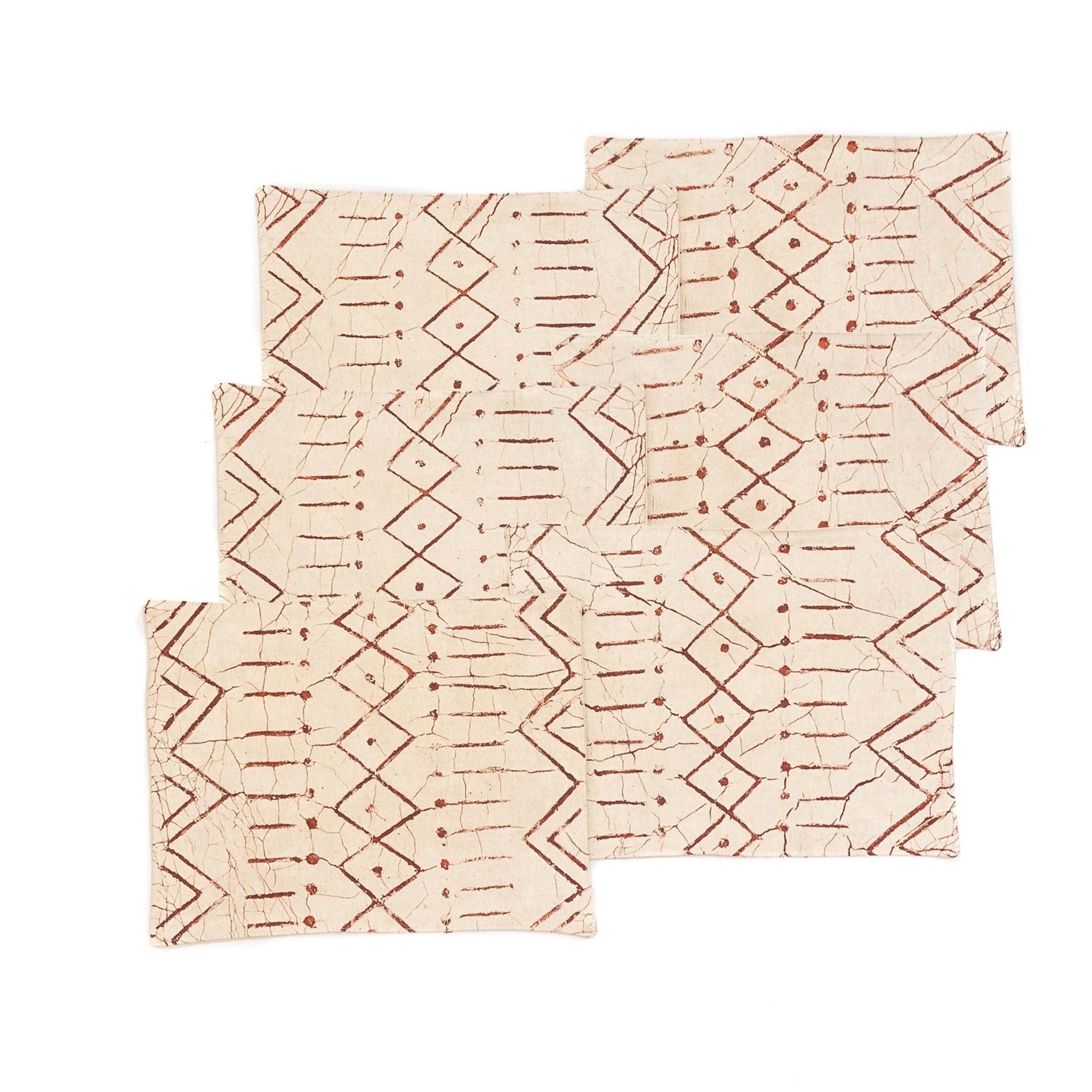 Matika Linen Rust Table Mats - Handmade by TRIBAL TEXTILES - Handcrafted Home Decor Interiors - African Made