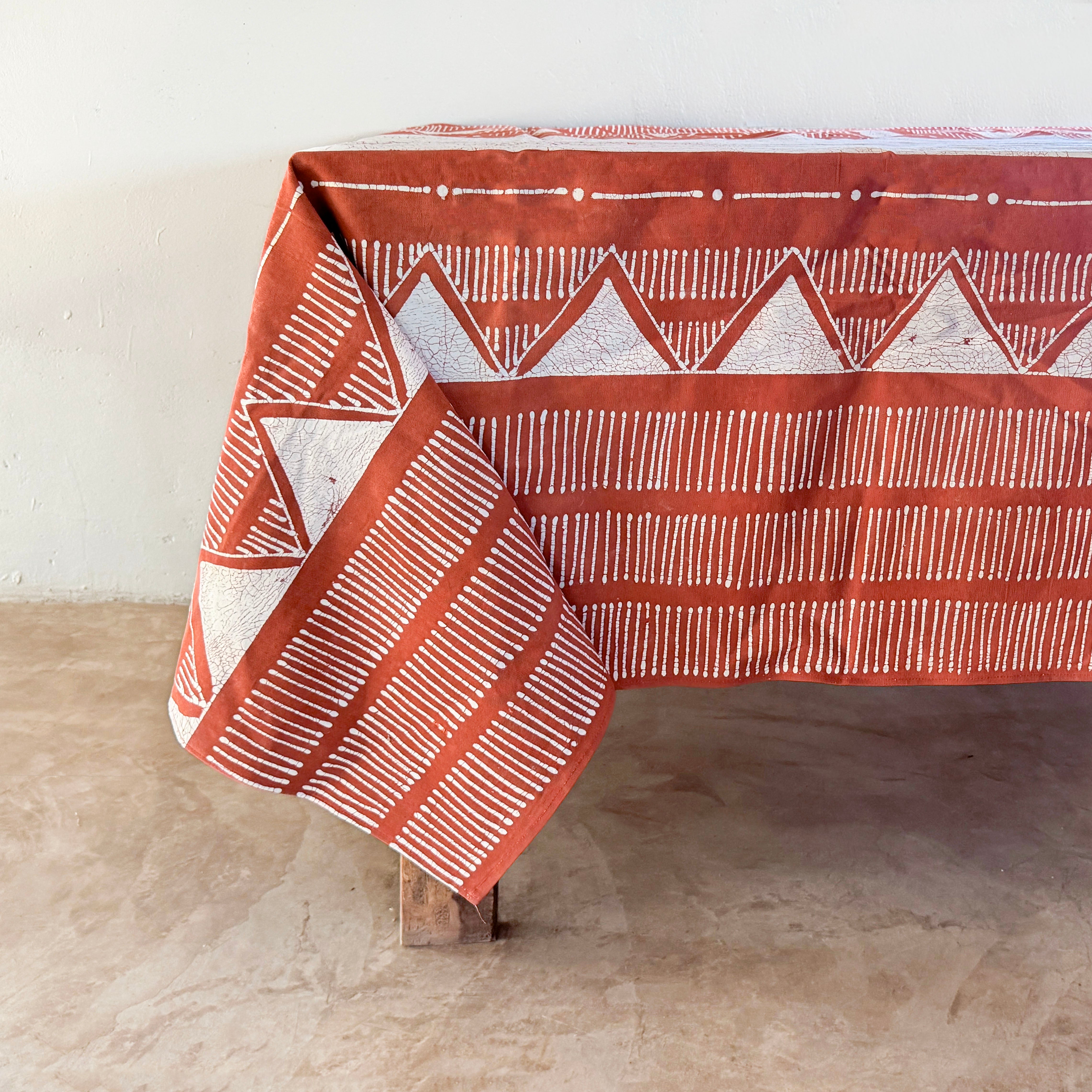 rustic orange handmade tablecloth