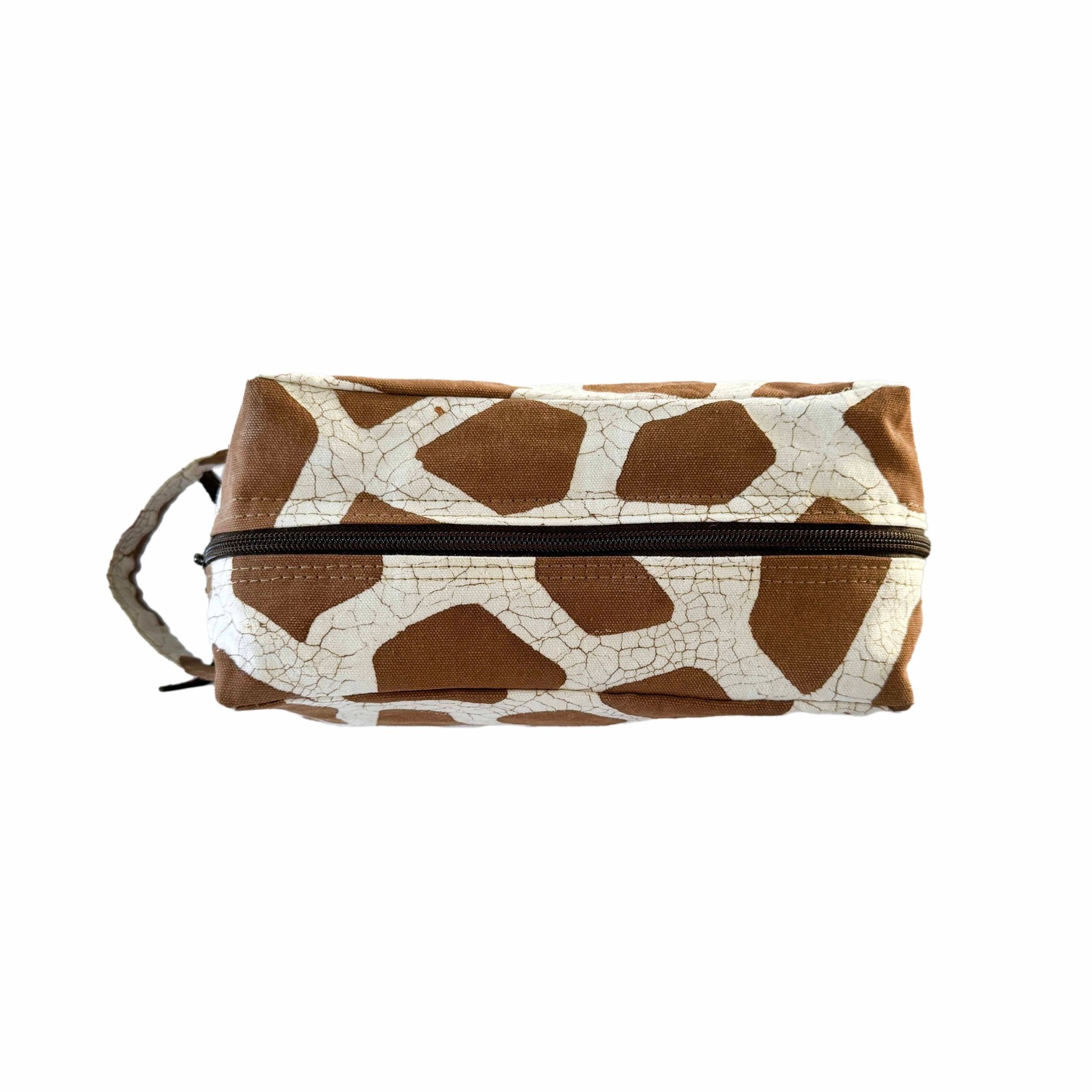 Hand made giraffe print cosmetics travel case