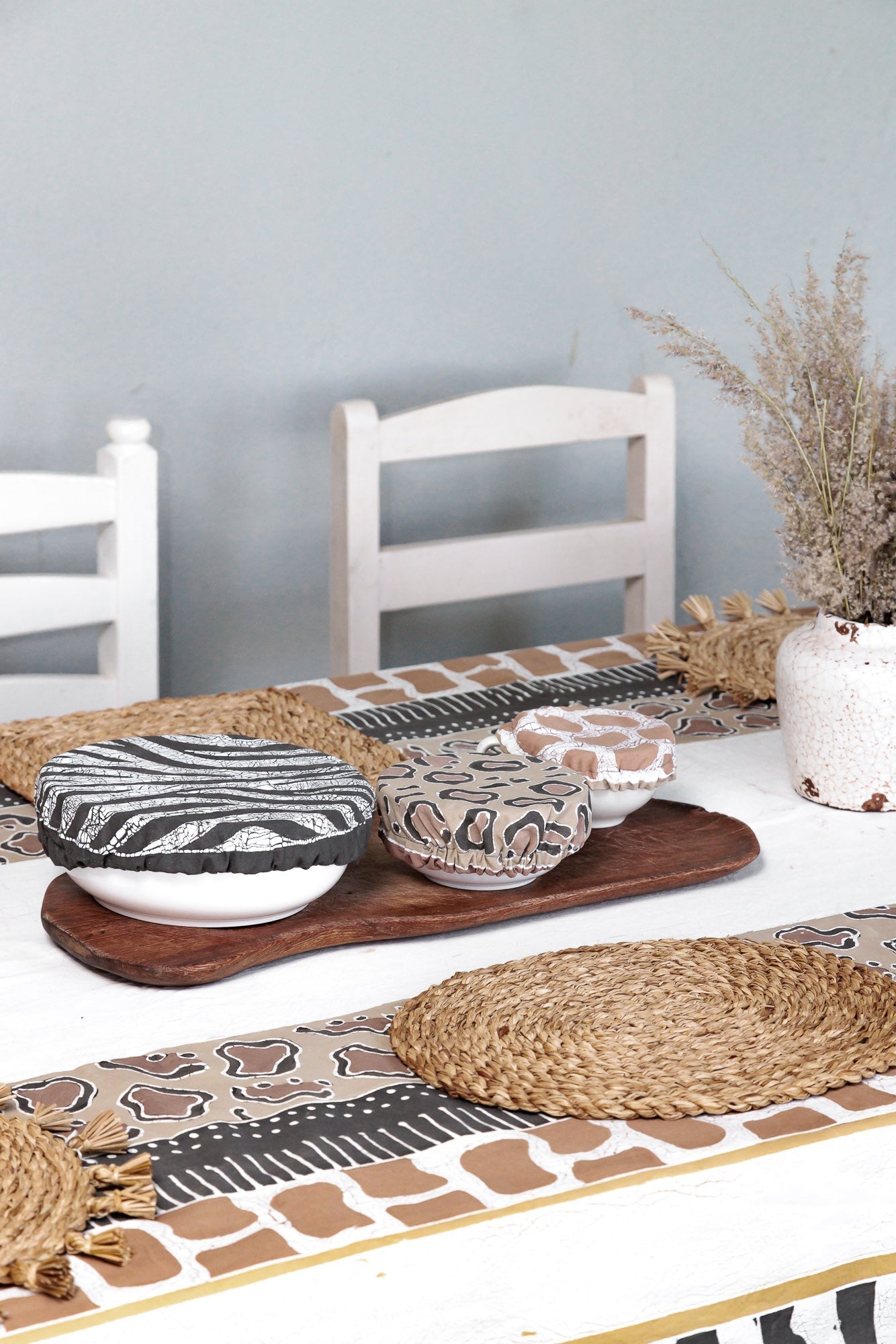 Sustainable bowl covers for your food in animal print designs.