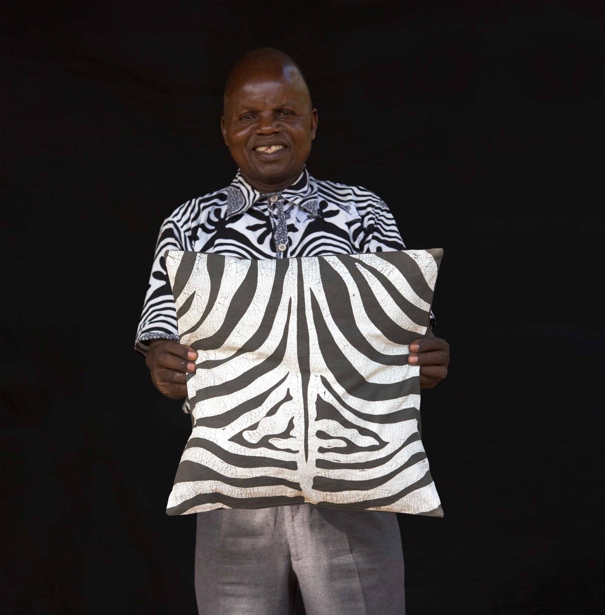 Eco-conscious pillow cover with zebra accent, blending animal print with sustainable design for a stylish interior.
