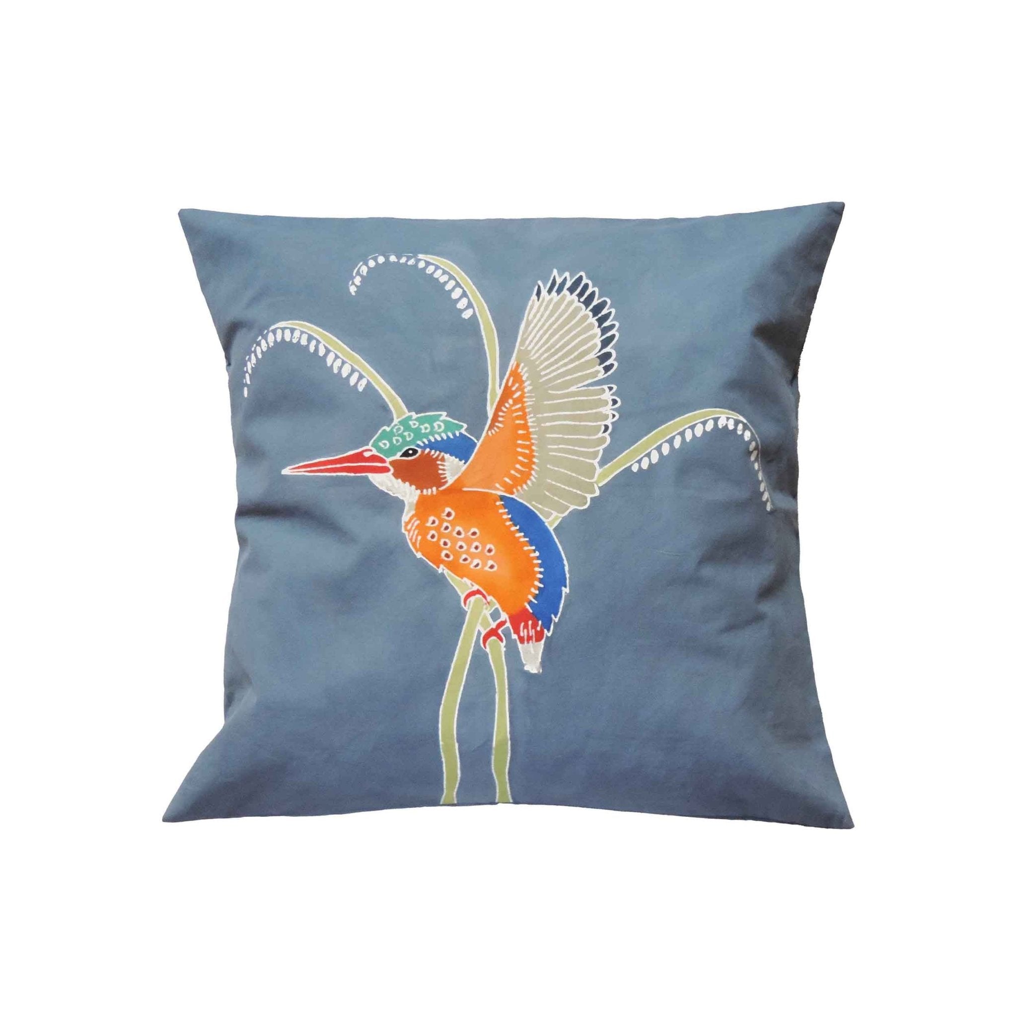 The infamous African kingfisher hand painted onto 100% cotton on a beautiful dark background.