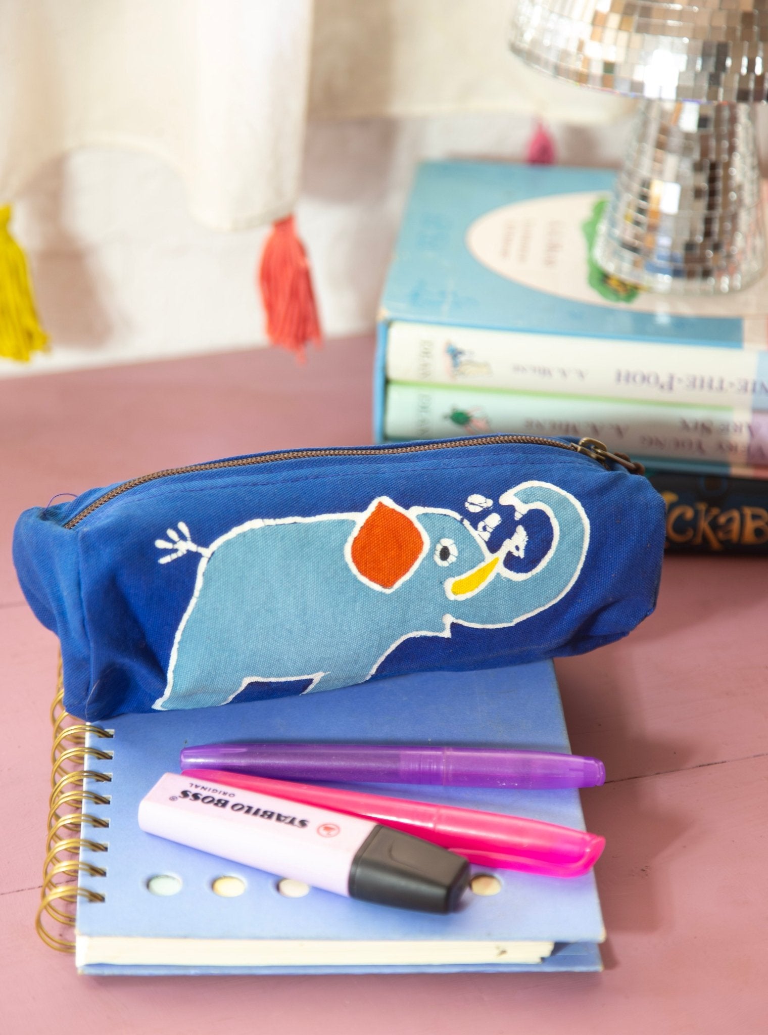 Safari Fun Elephant Pencil Case - Hand Painted by TRIBAL TEXTILES - Handcrafted Home Decor Interiors - African Made