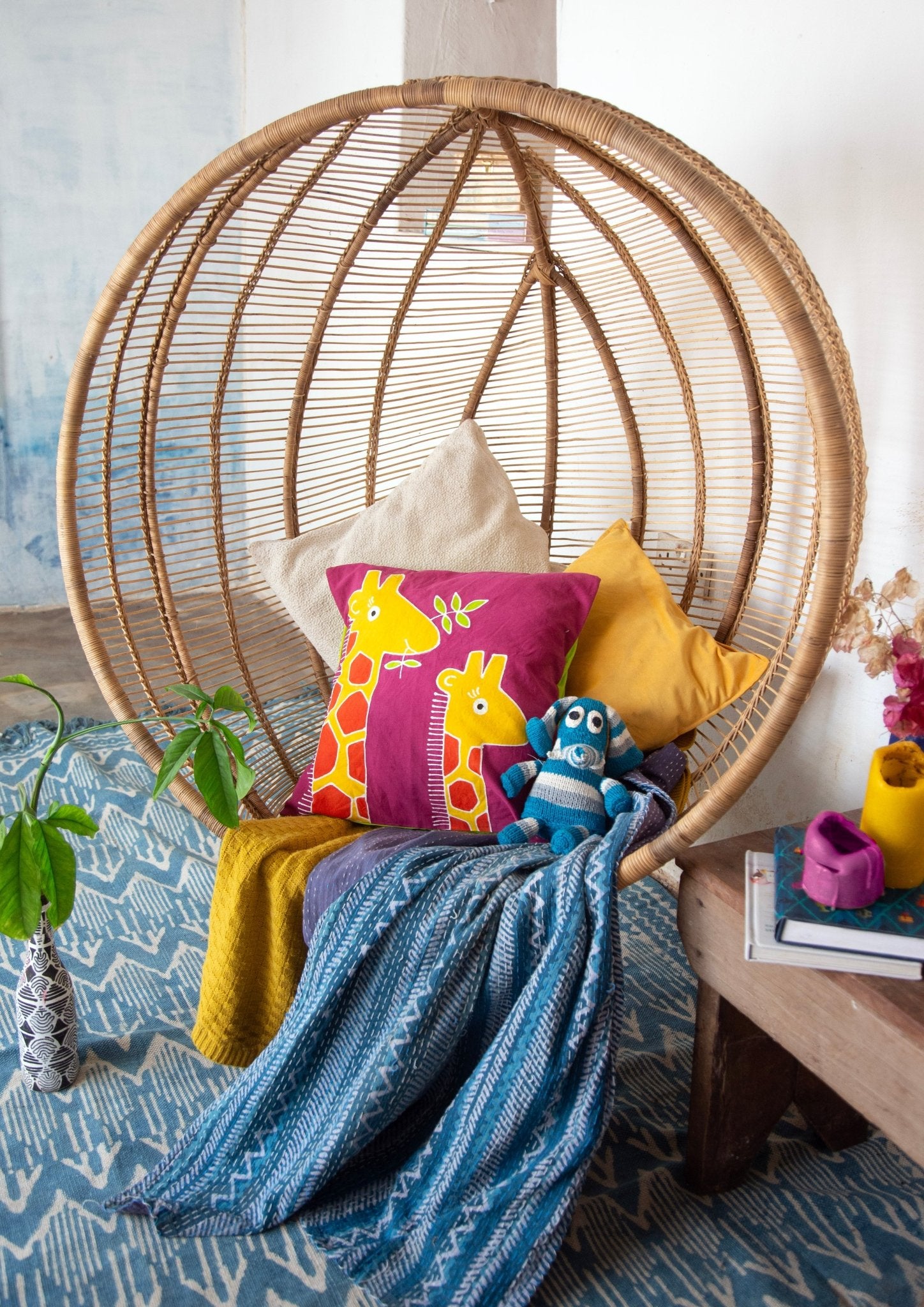 Safari Fun Giraffe Cushion Cover - Handmade by TRIBAL TEXTILES - Handcrafted Home Decor Interiors - African Made
