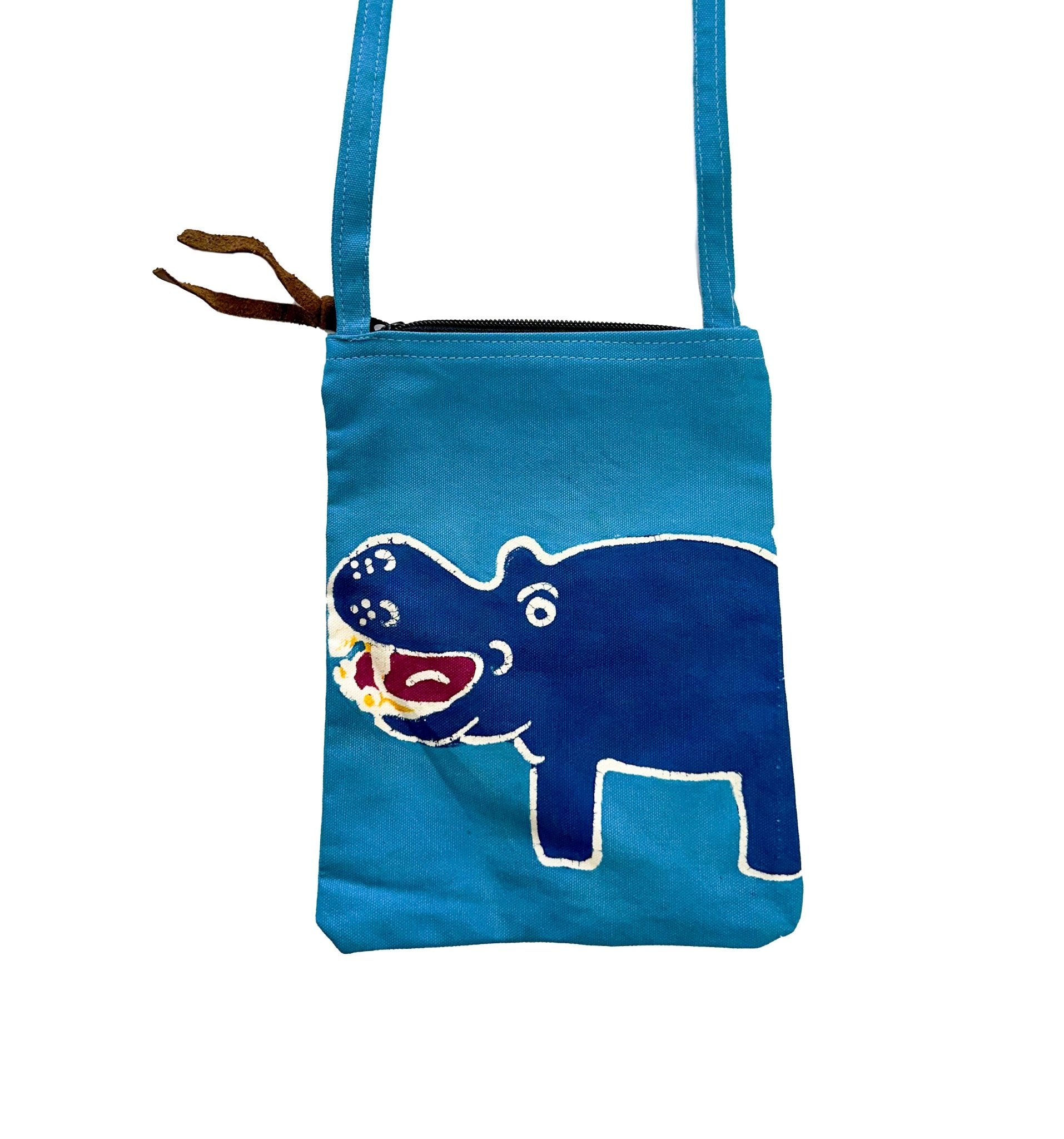 Small Hippo print cross body passport travel bag for kids