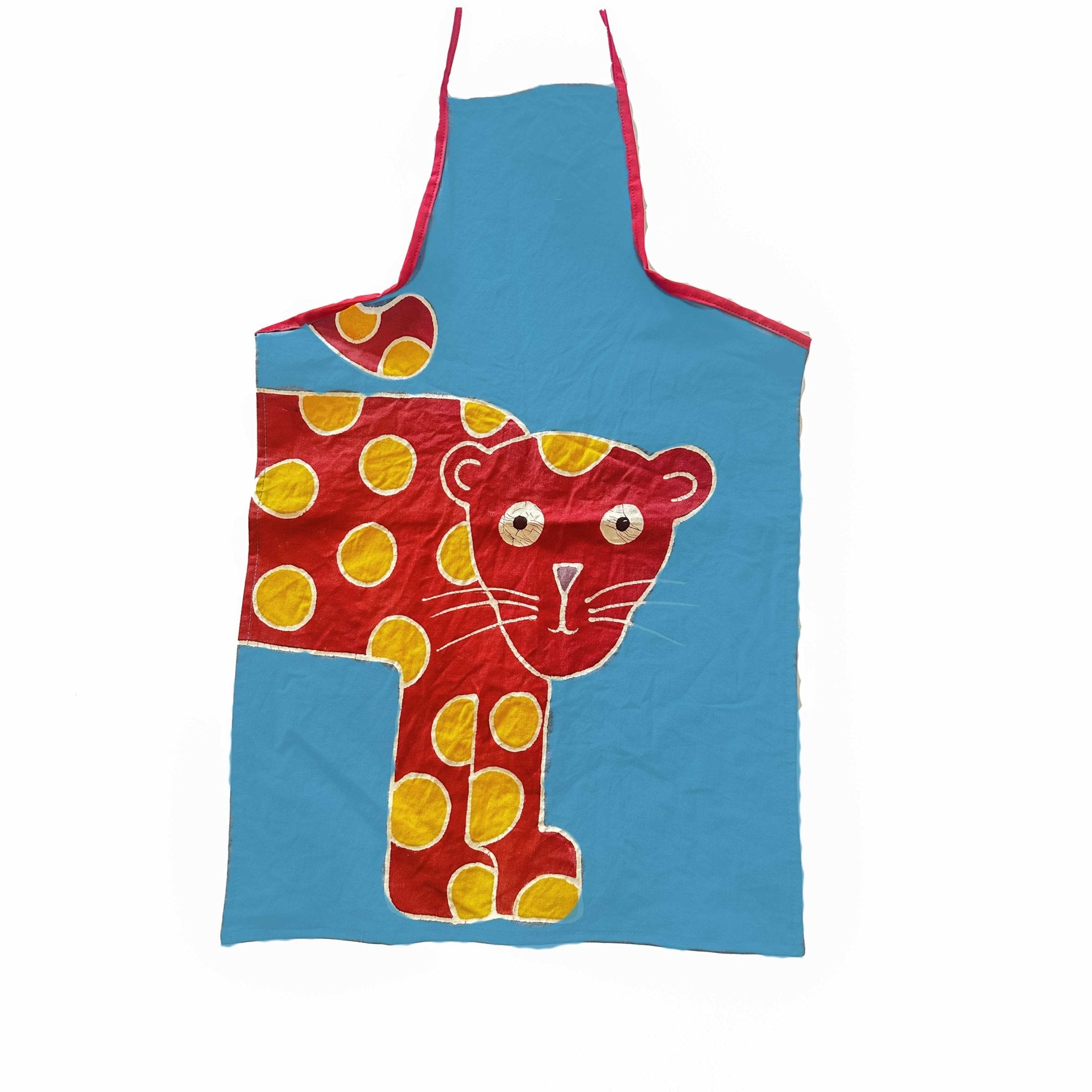 The perfect bright and colourful children's leopard apron, made in Africa.