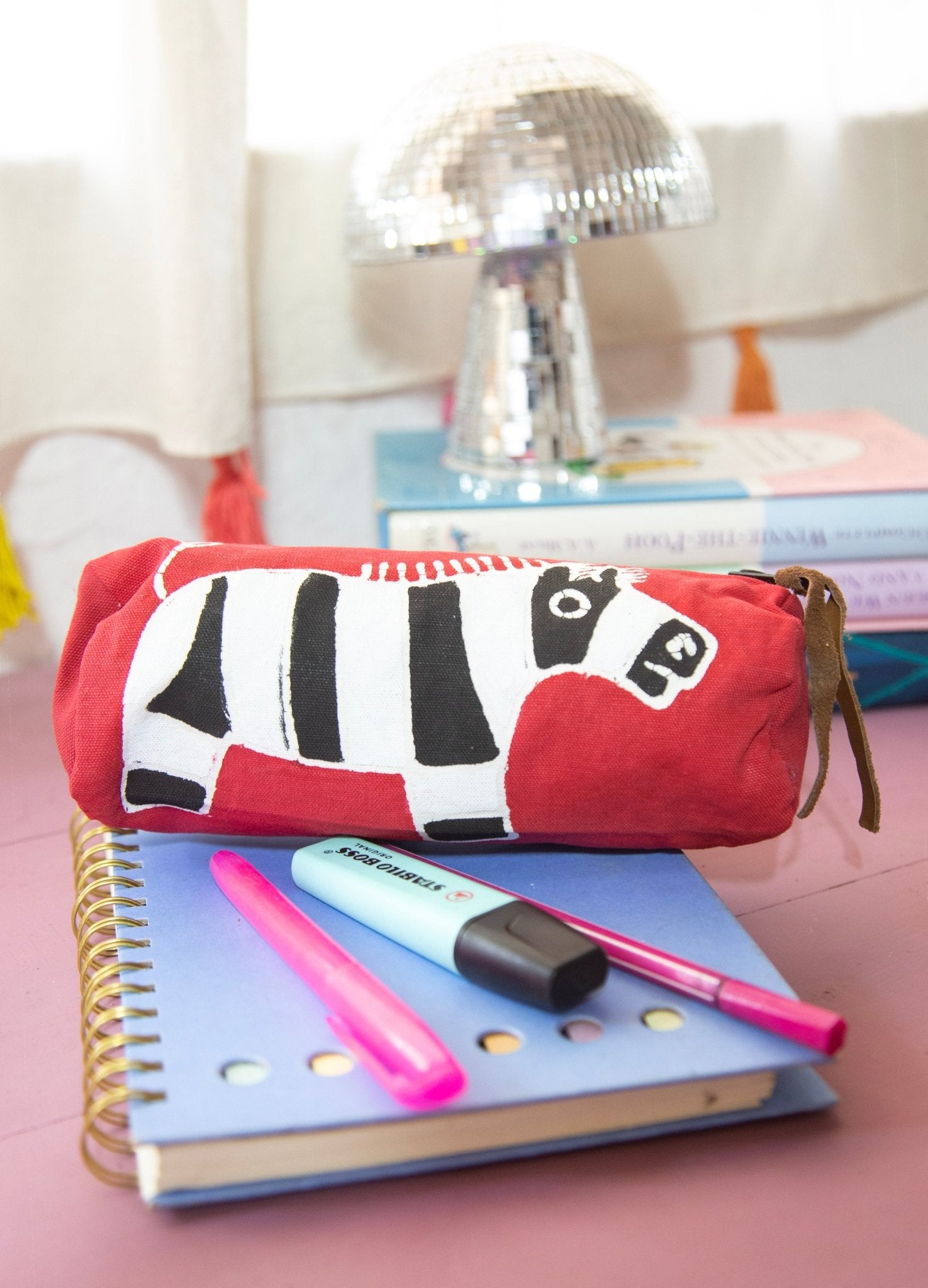 Safari Fun Zebra Pencil Case - Hand Painted by TRIBAL TEXTILES - Handcrafted Home Decor Interiors - African Made