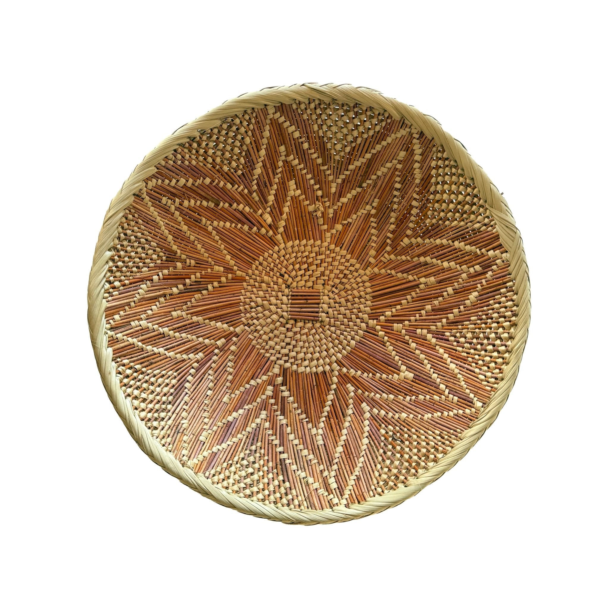 Natural palm tonga wall art basket hand woven in Africa.