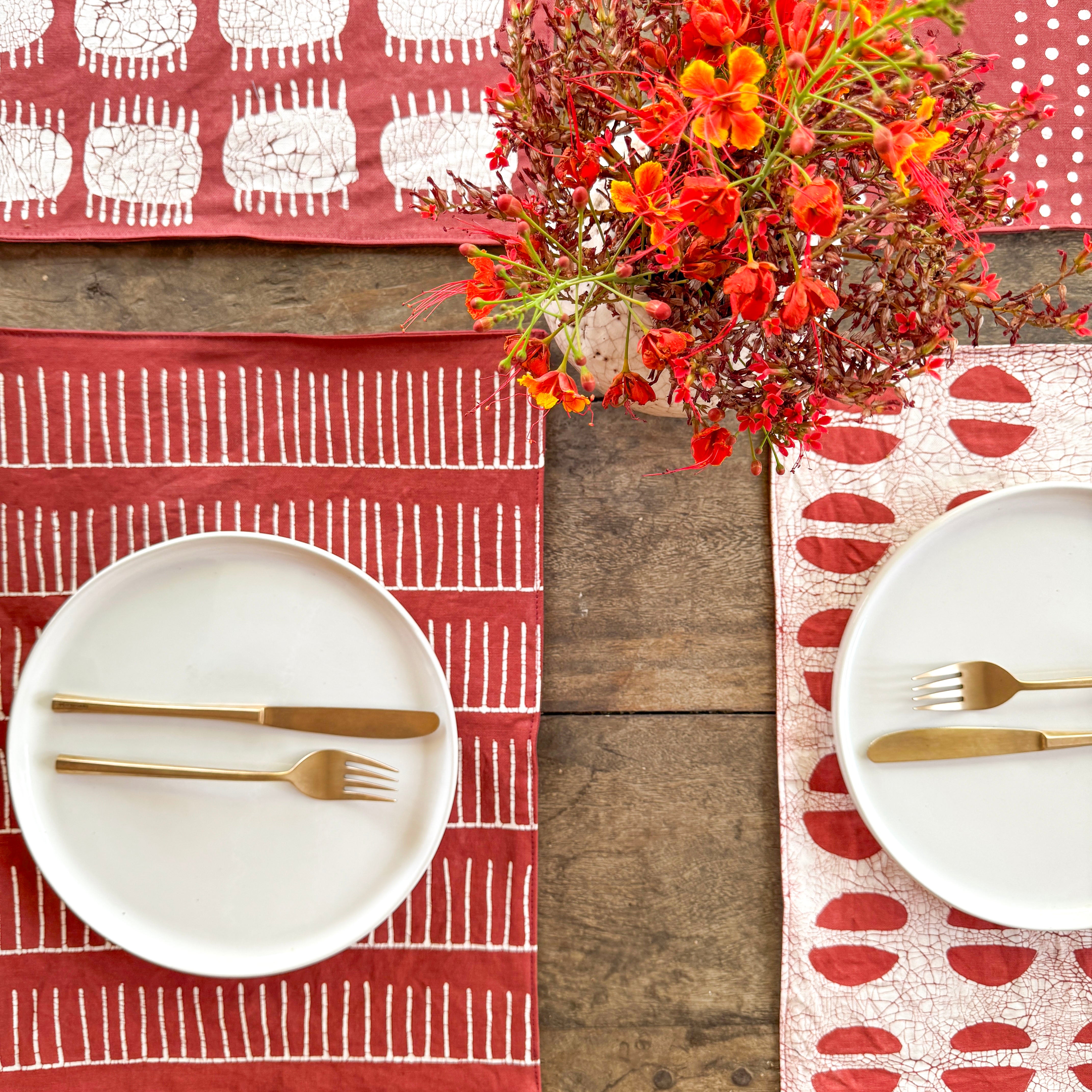 Tribal Cloth Crimson - Assorted Table Mats