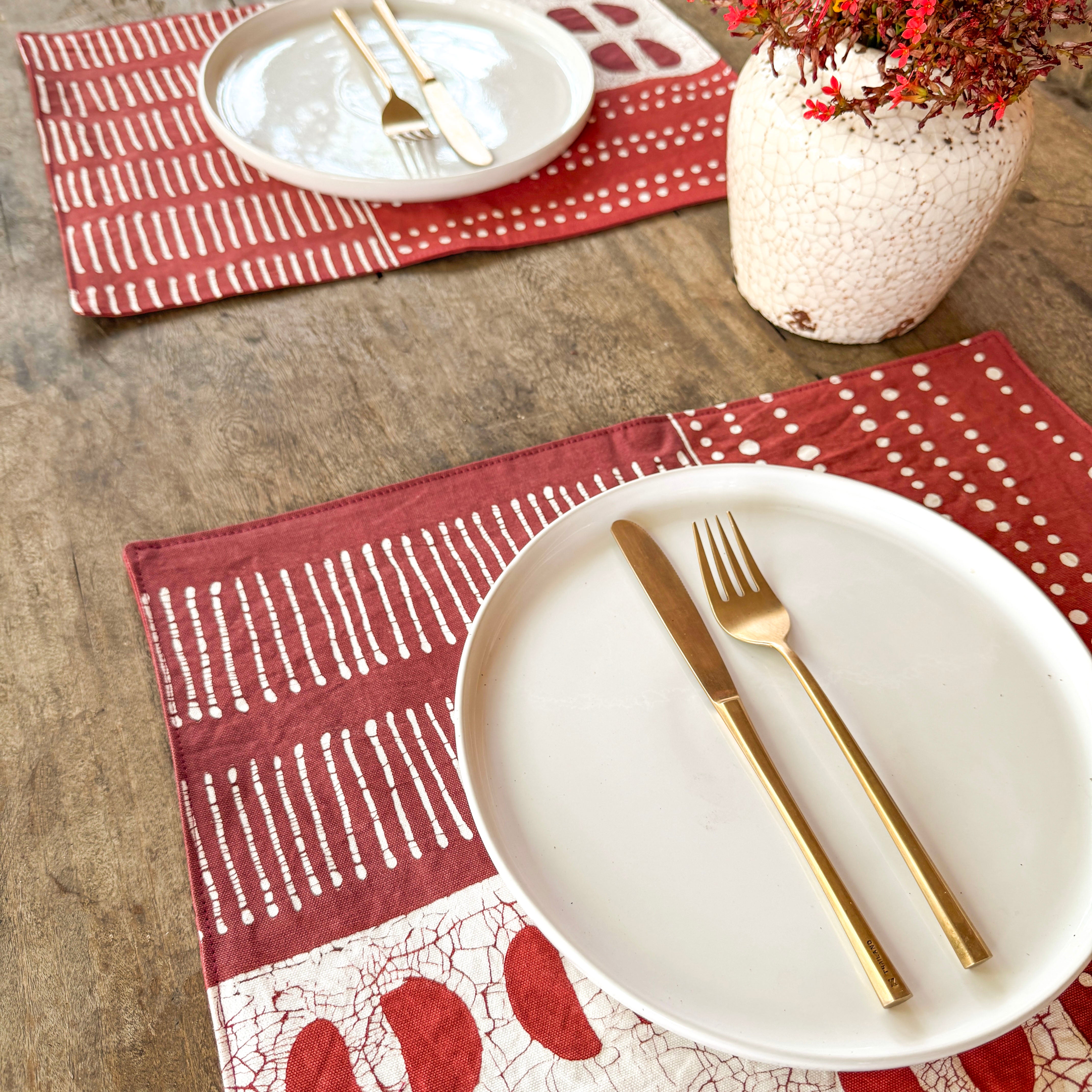 Tribal Cloth Crimson - Patwork Table Mats