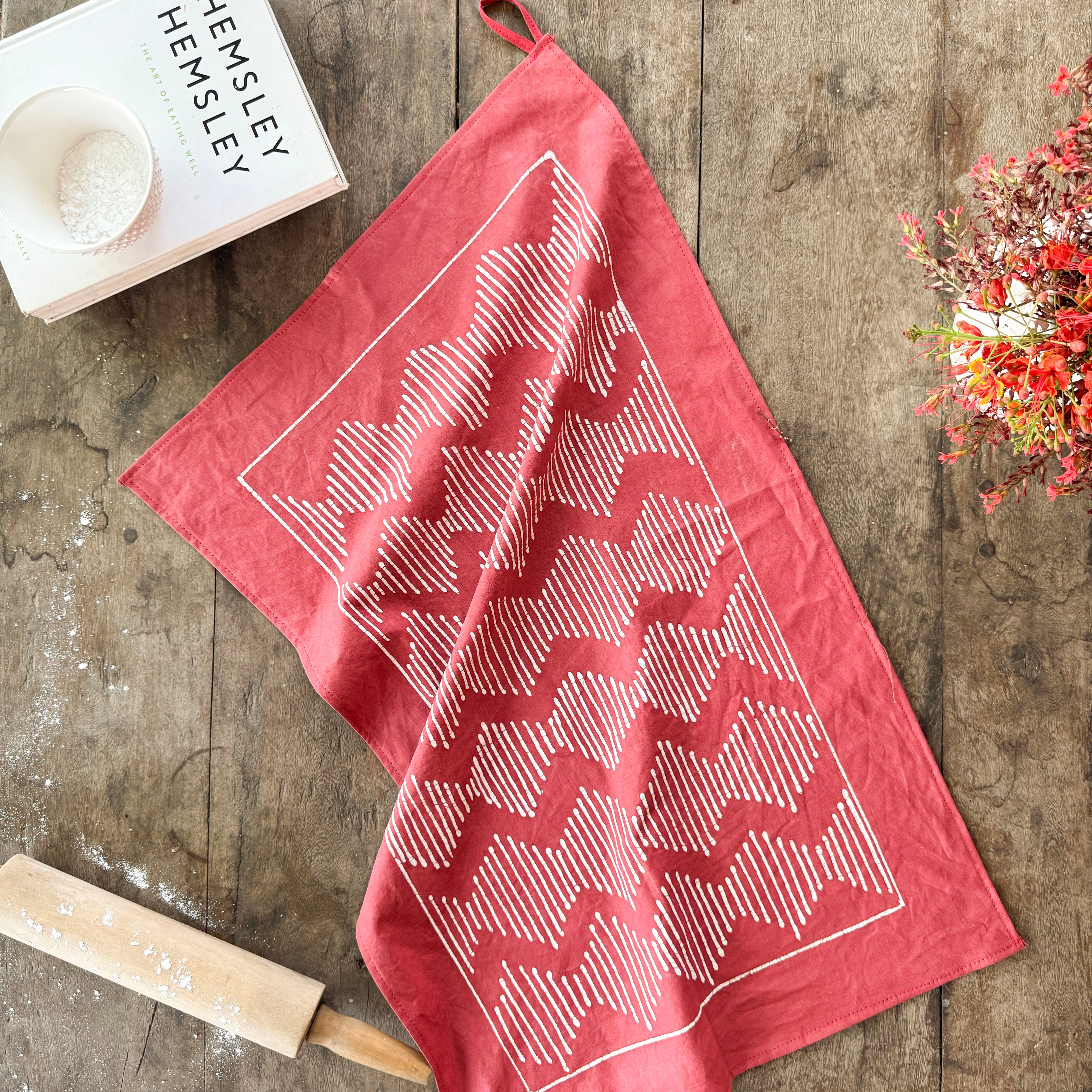 Tribal Cloth Crimson - Tea Towel