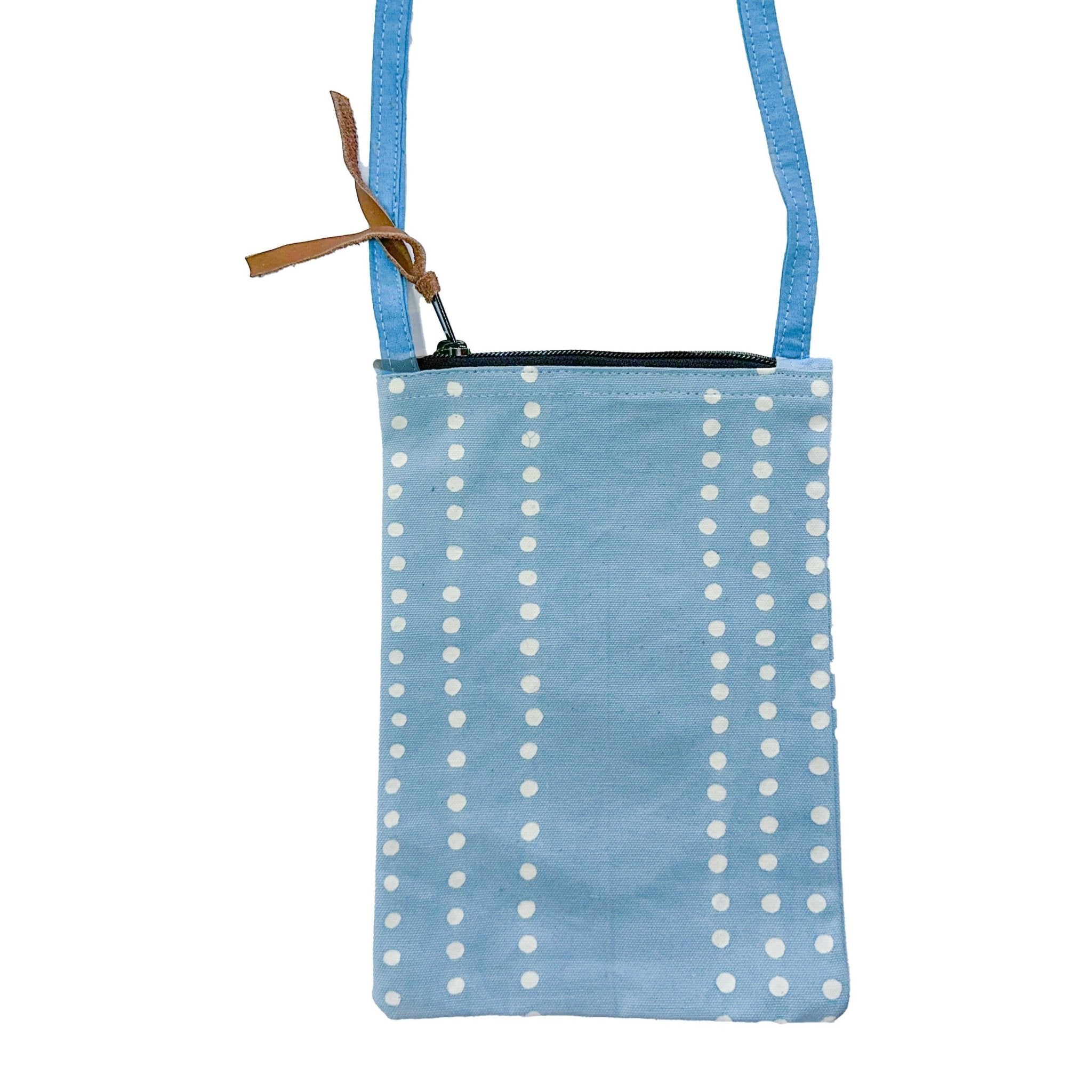 Sustainable Light Blue spotty small cross body bag