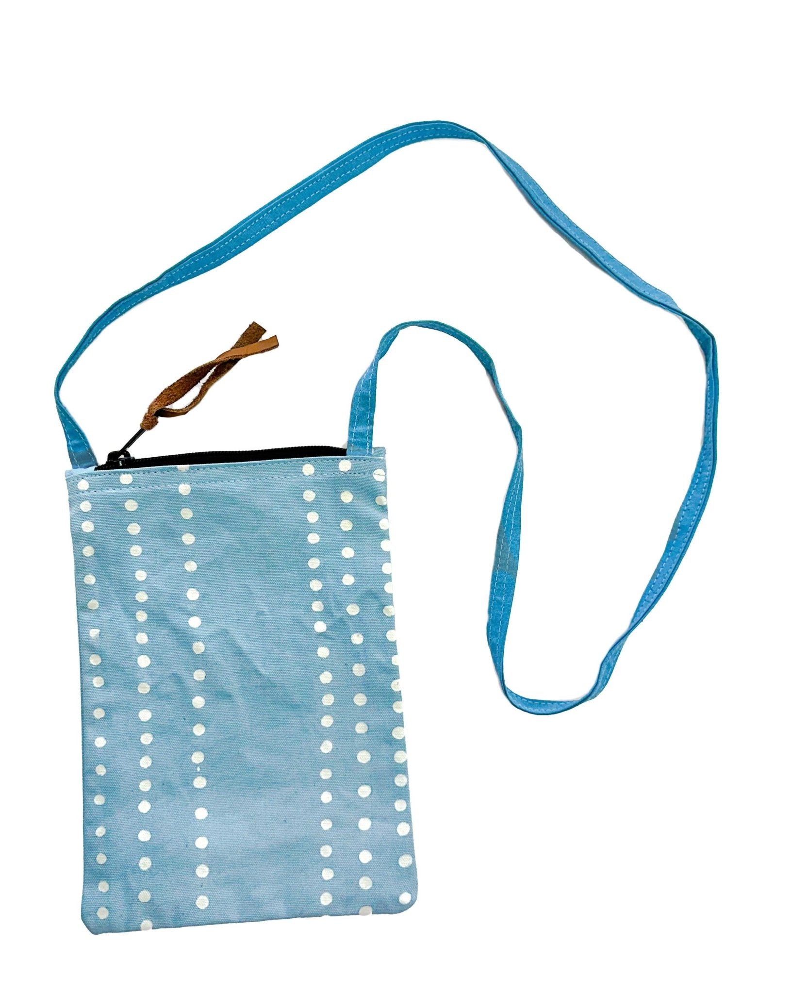 Vivid light blue spotted passport holder travel bag