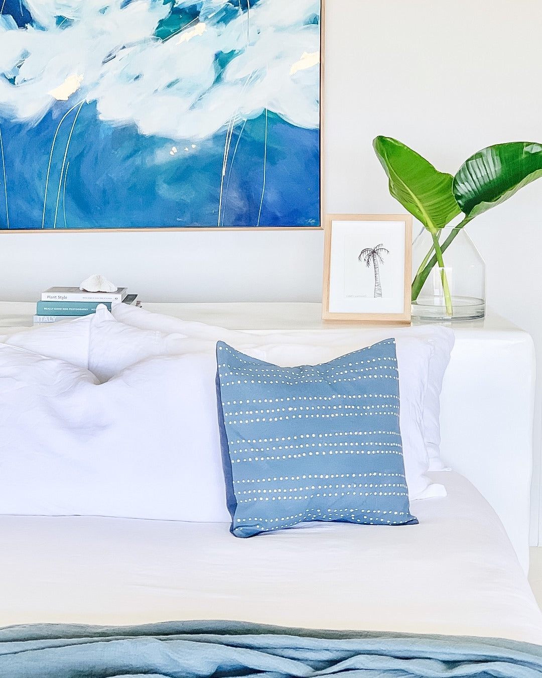 Tribal Cloth Indigo Collection Dots Cushion Cover Light Blue