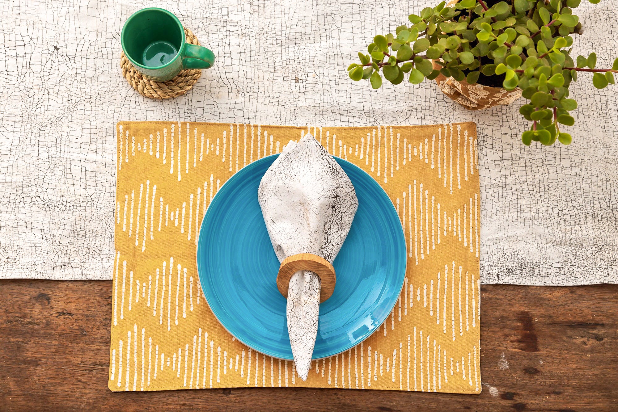 Tribal Cloth Mushroom Line Waves Table Mats