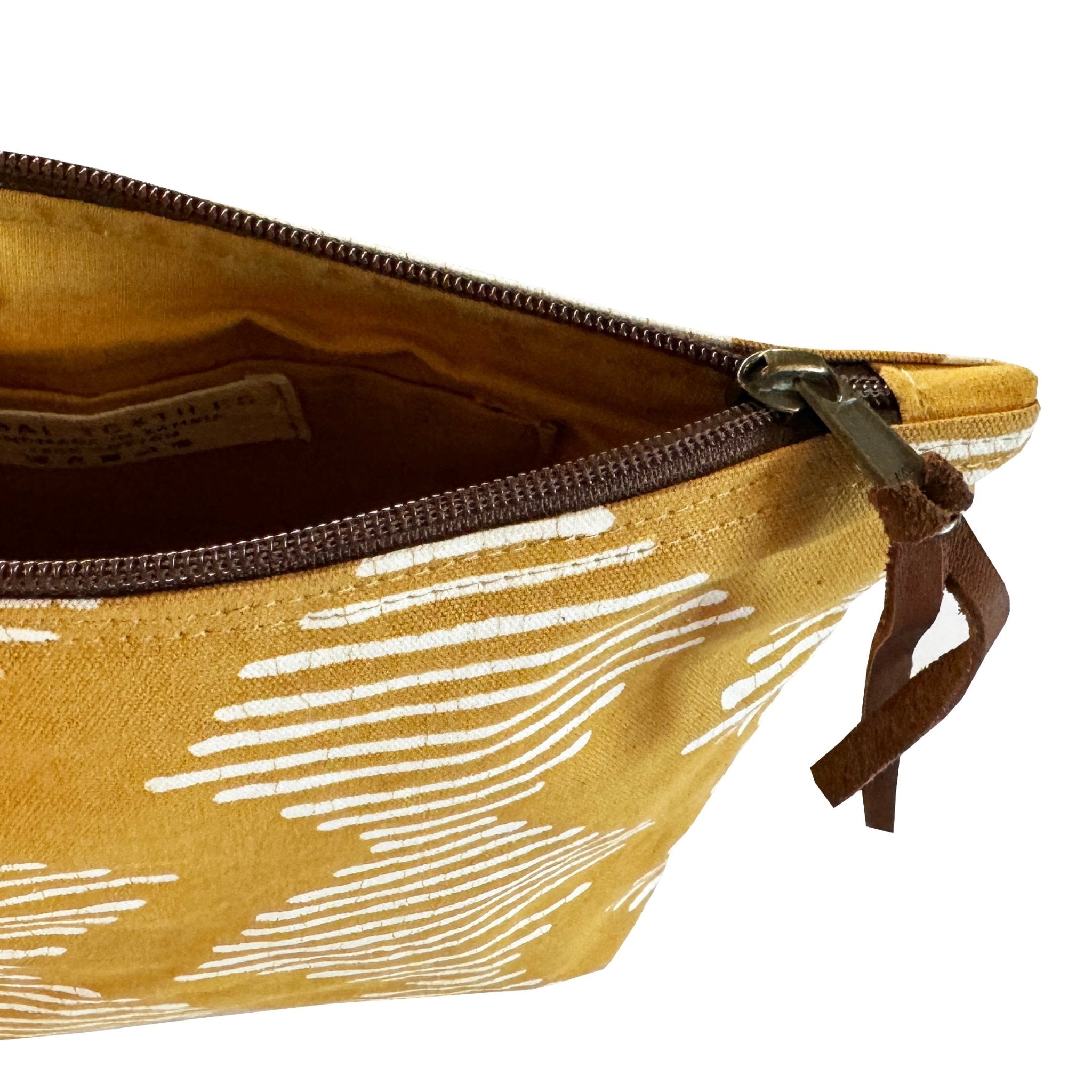Tribal Cloth Mushroom Mustard Linewave Wash Bag - Accessories by TRIBAL TEXTILES - Handcrafted Home Decor Interiors - African Made