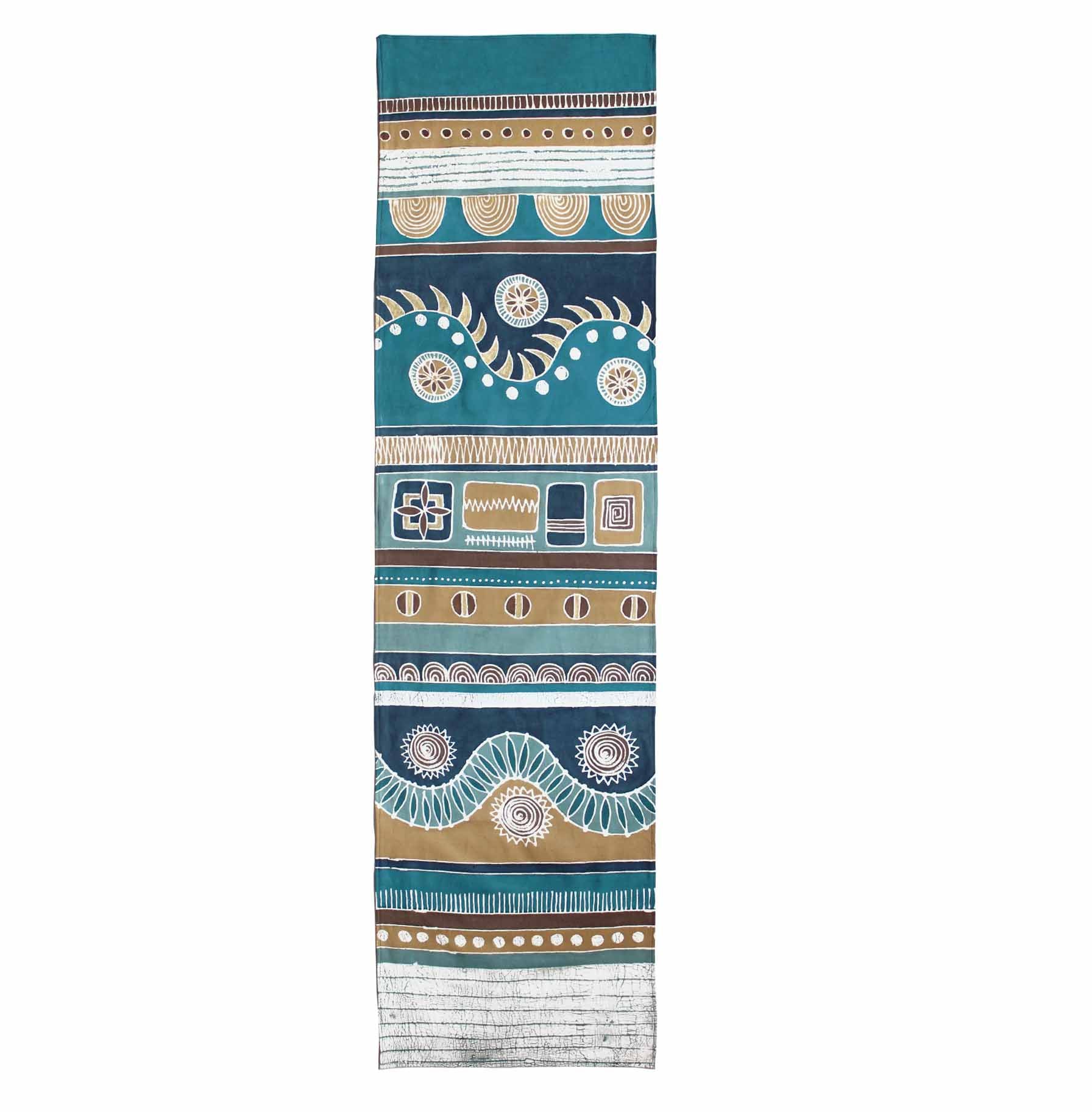 African-inspired wall art, deep blues and earthy colors, ideal for interior decor.
