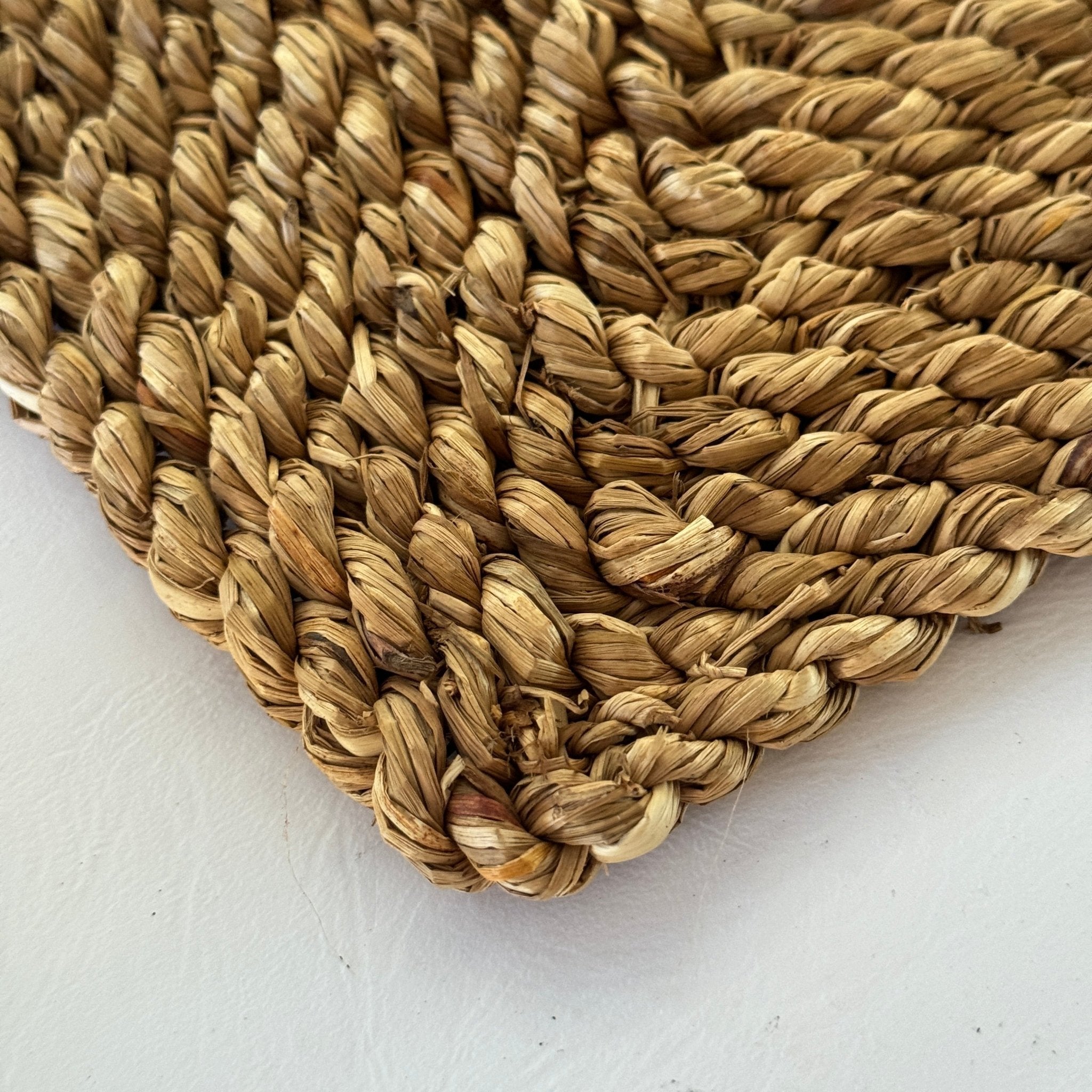 square hand woven grass artisan palm woven table mat