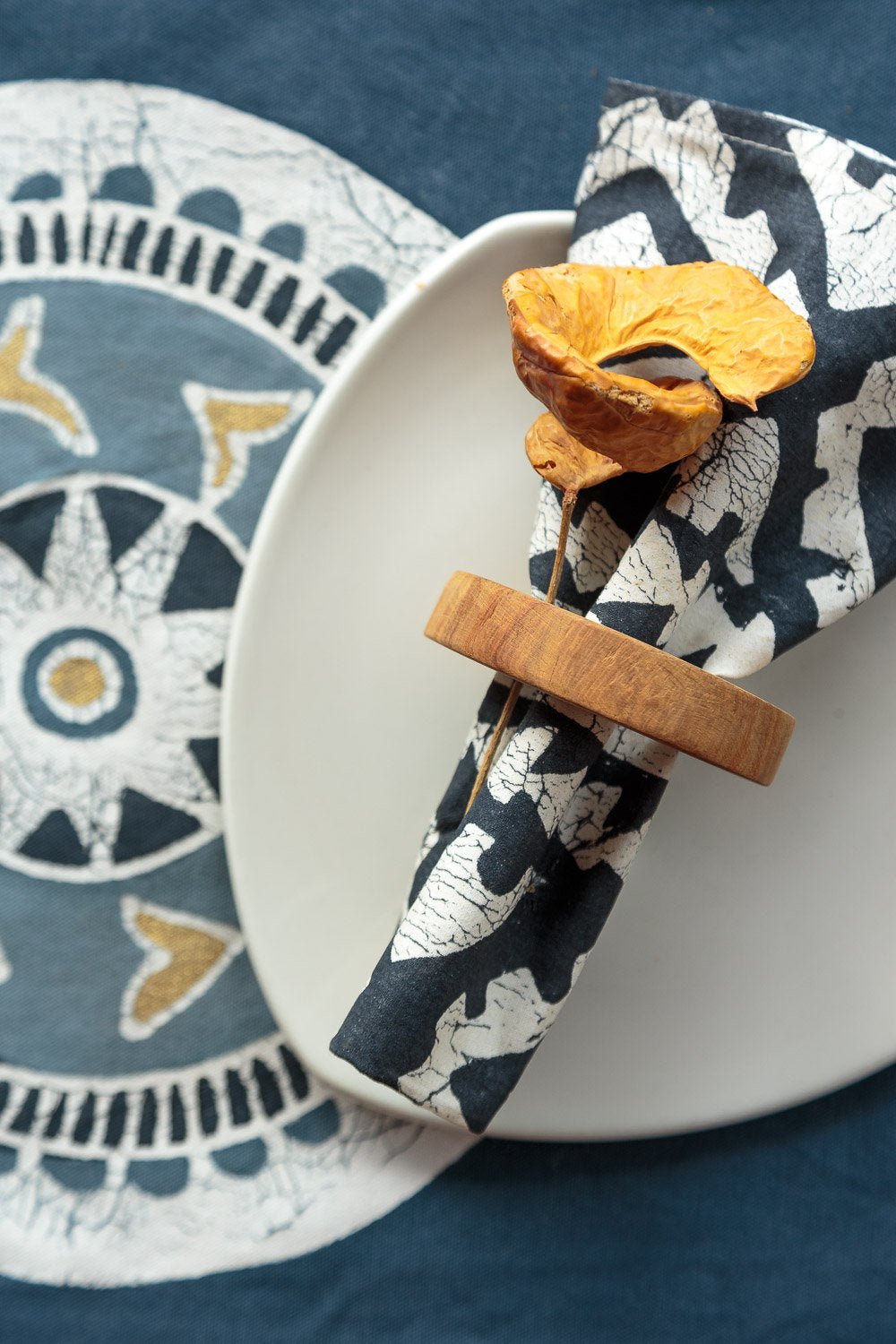 Indigo table mats set of 6 .bohemian mats will the be the star of your dinner party.