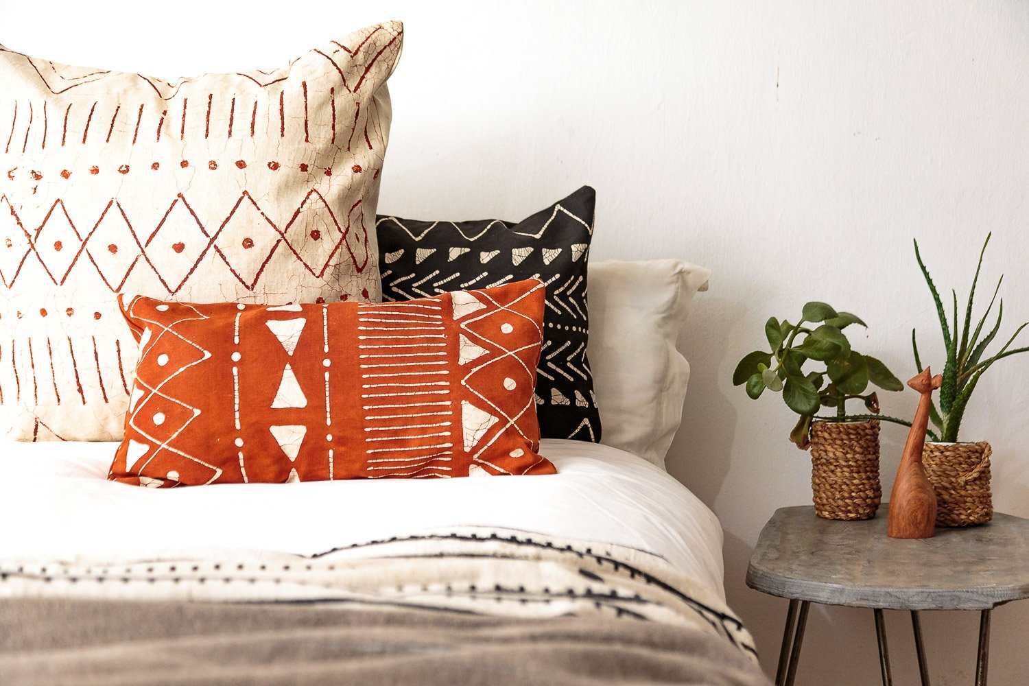 Eco-friendly cushion cover in Matika Linen rust, perfect for sustainable interiors.