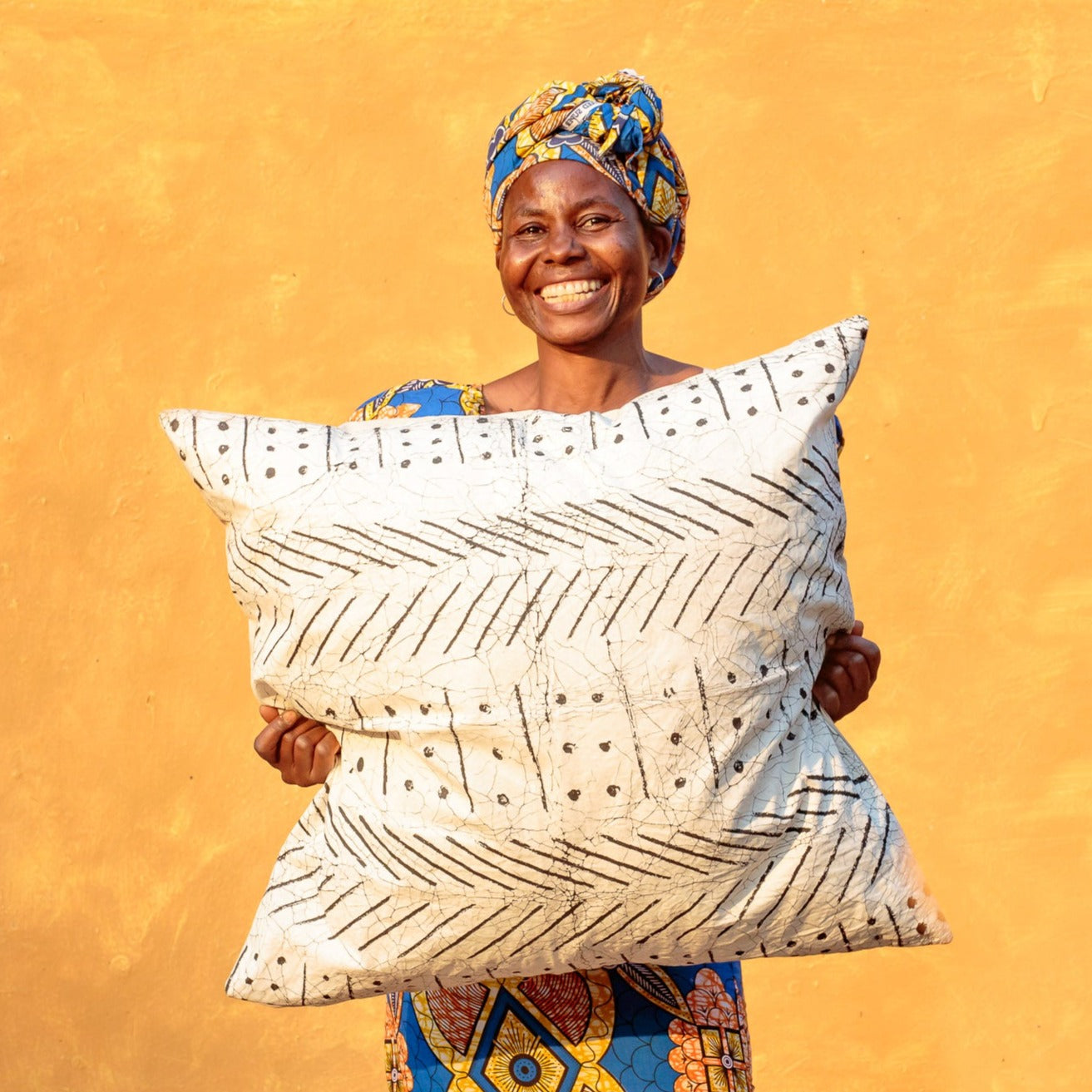 Black Matika Linen cushion cover, handmade with organic cotton for eco-conscious living.