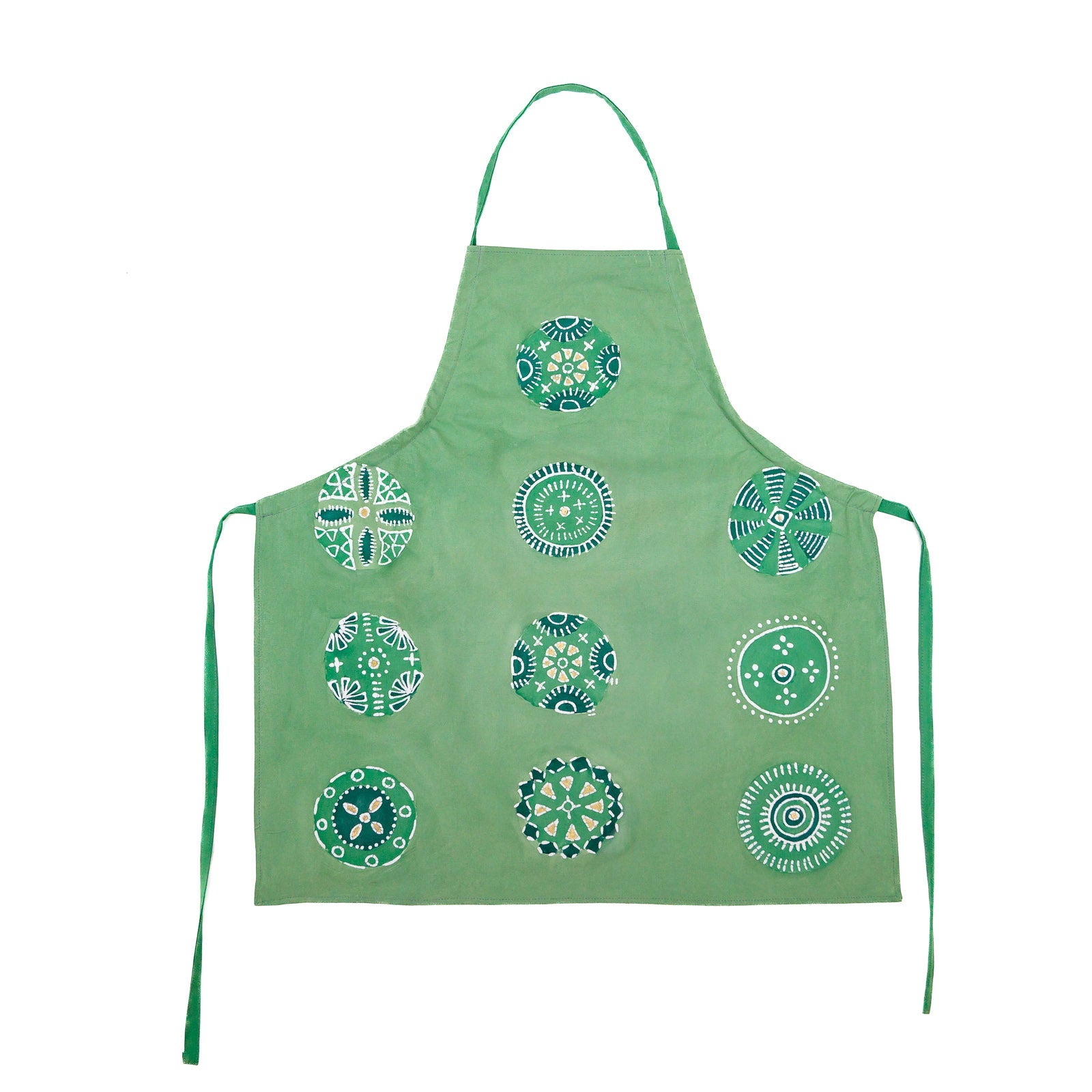 Light green apron with beautiful gold accents.