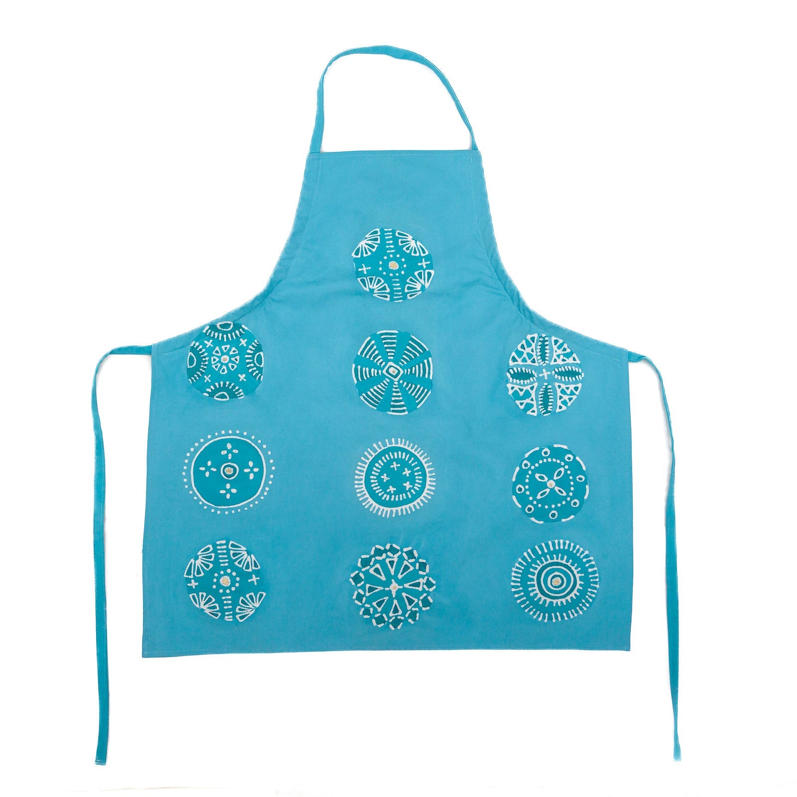 Beautiful bright blue aprons to adorn your stylish kitchens! Mix gold patterns with the beauty of the ocean.