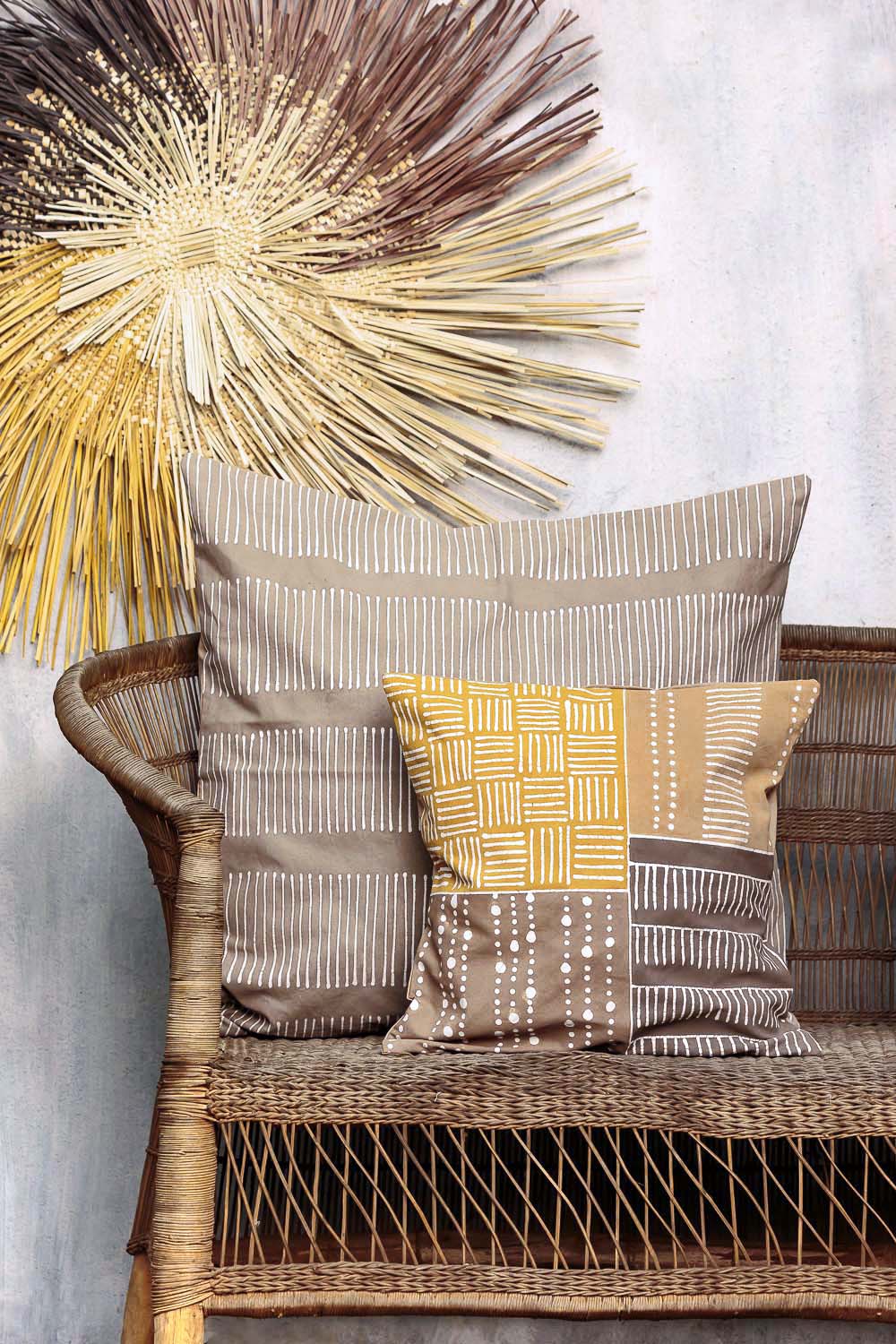 Patterned cream cushion cover made from 100% cotton, perfect for elegant minimalist and neutral spaces.