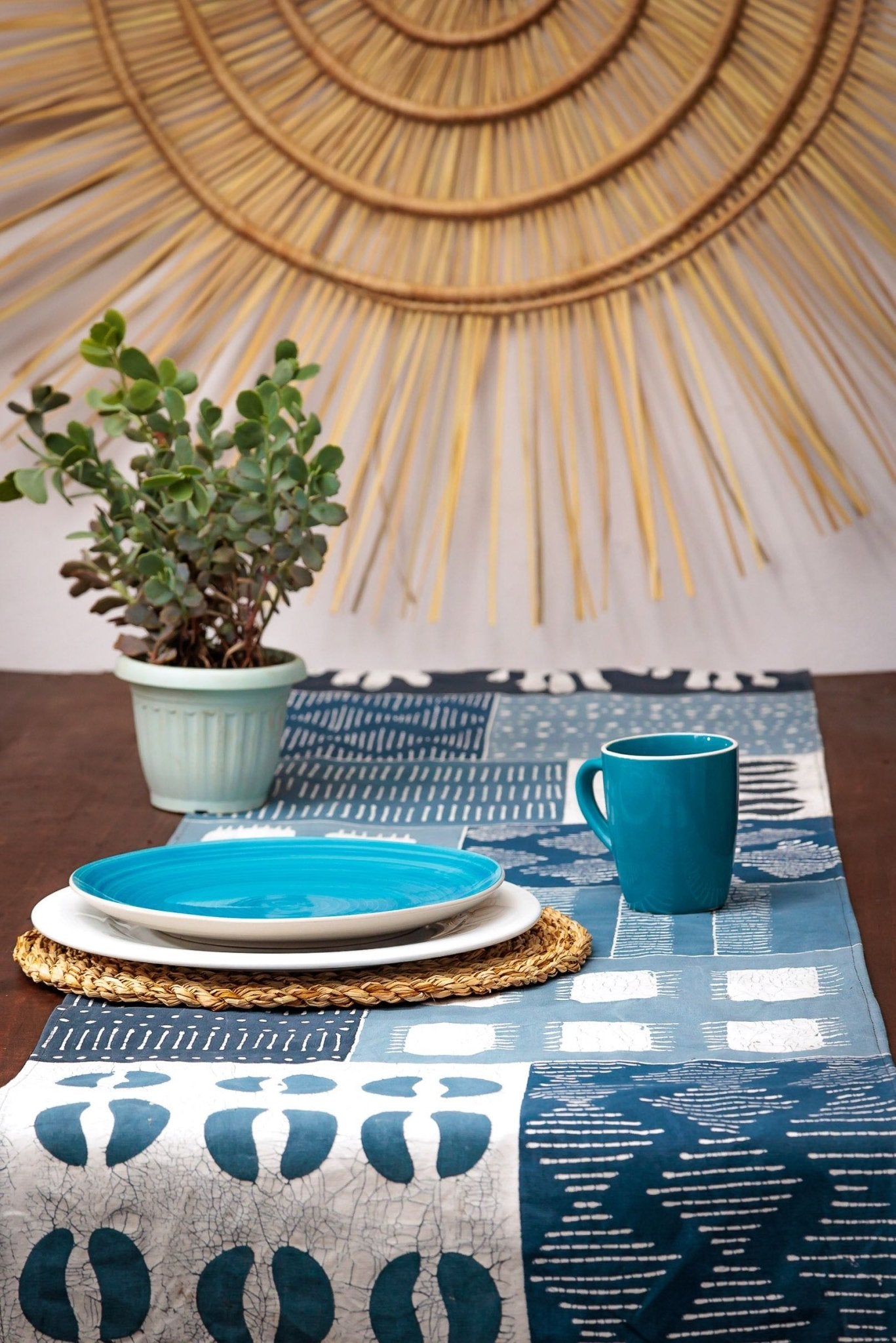 Brighten up your dining table with our sustainable patchwork table runner.