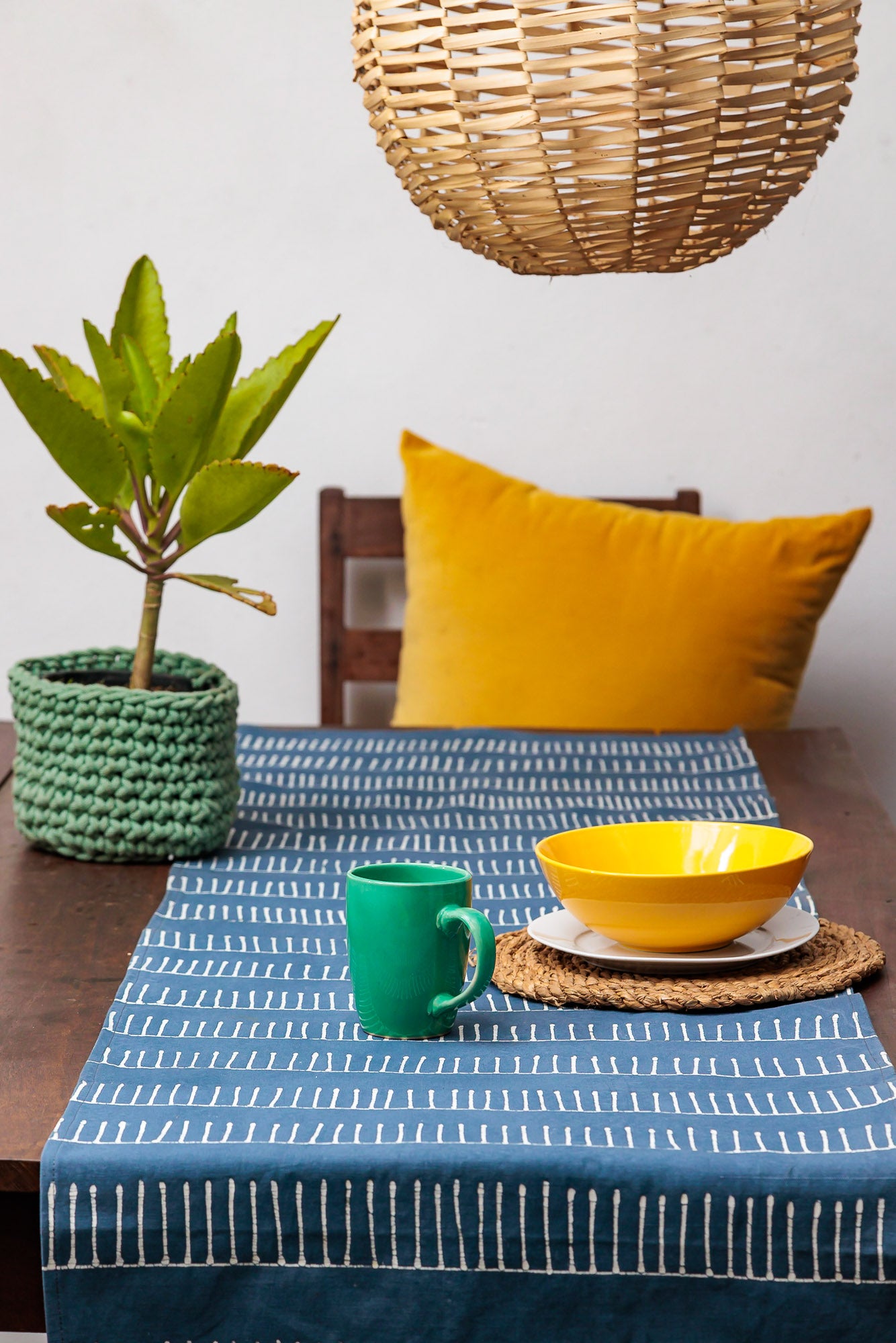 Tribal Cloth Indigo Rake Table Runner - the perfect midnight blue made sustainably and ethically.