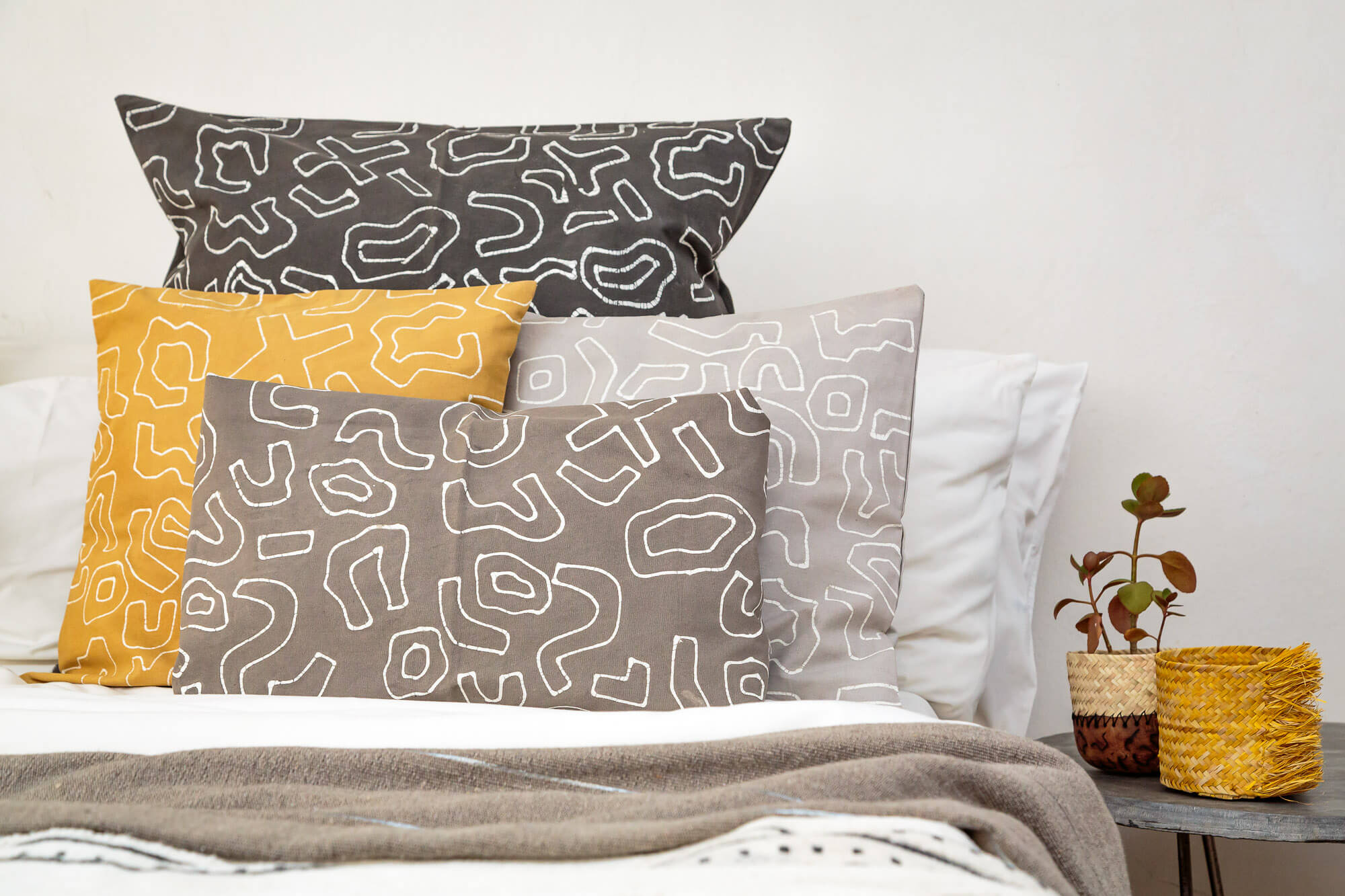 Looking for sustainable style then find our Kuba Original Dark Taupe Outline Cushion Cover.