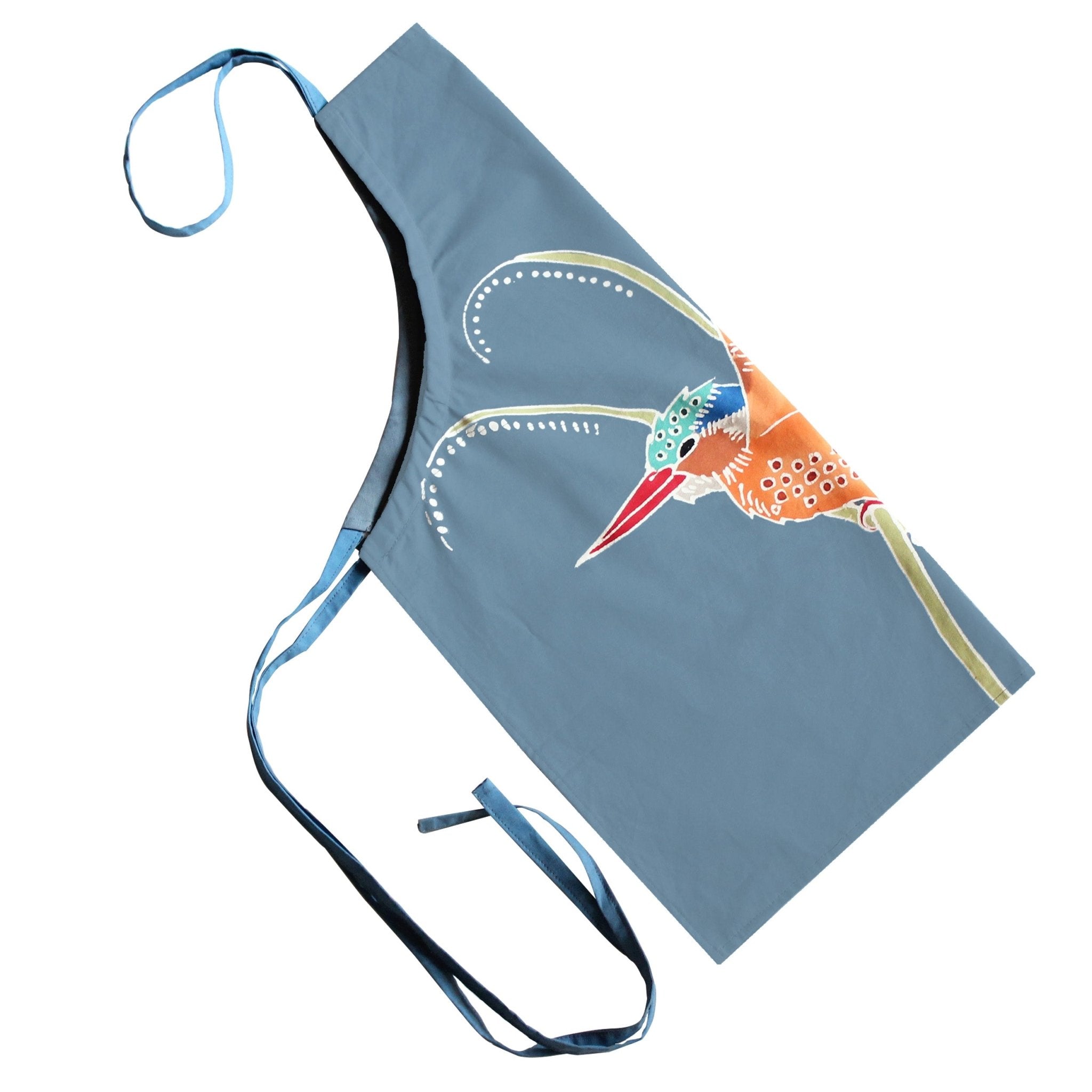 Papiko Malachite Kingfisher Apron - Handmade in Africa using Batik techniques and ethical labour.