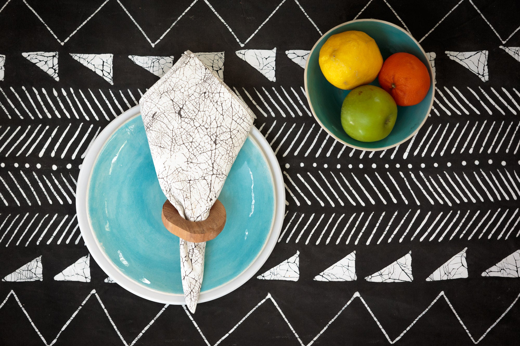 African-inspired table runner, handmade with authentic mudcloth design for home decor.