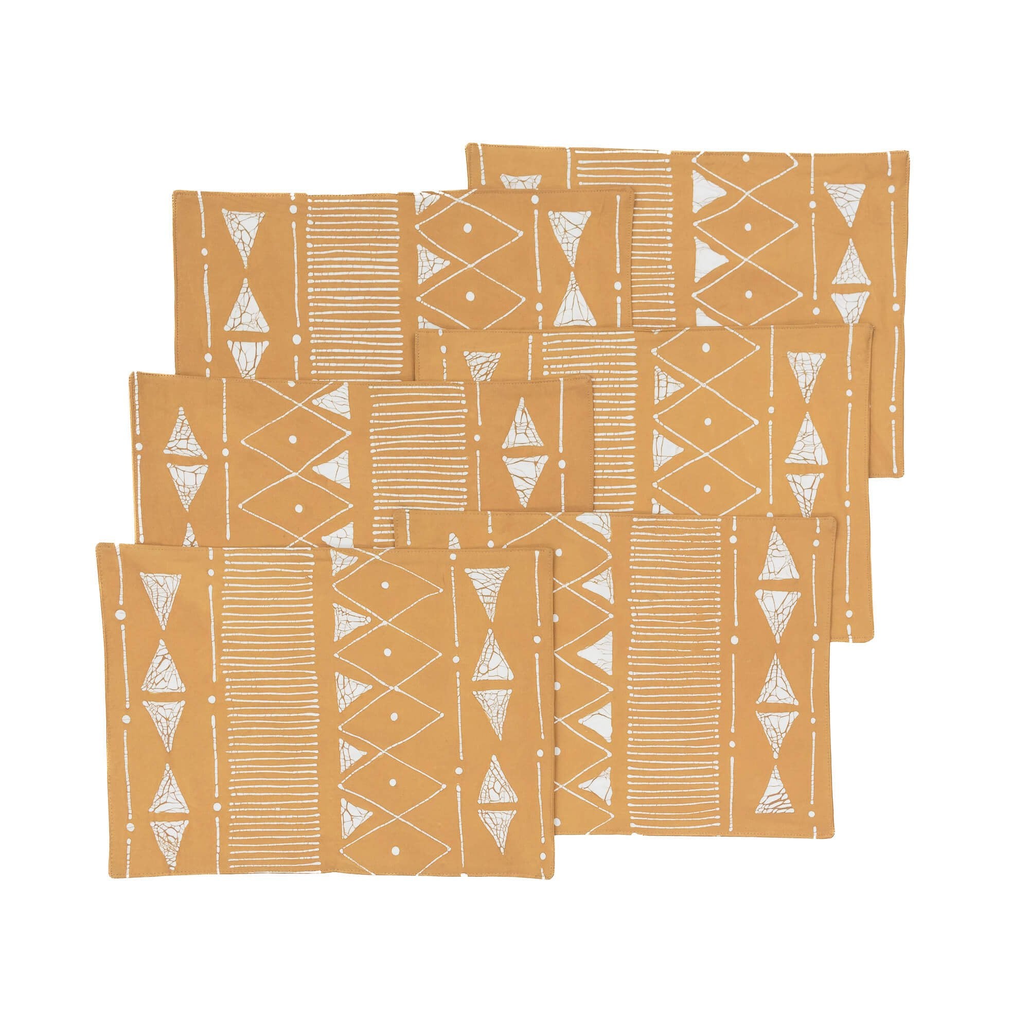 Handcrafted Matika Mustard linear table mats set of 6, adding a touch of modernity to your dining experience.